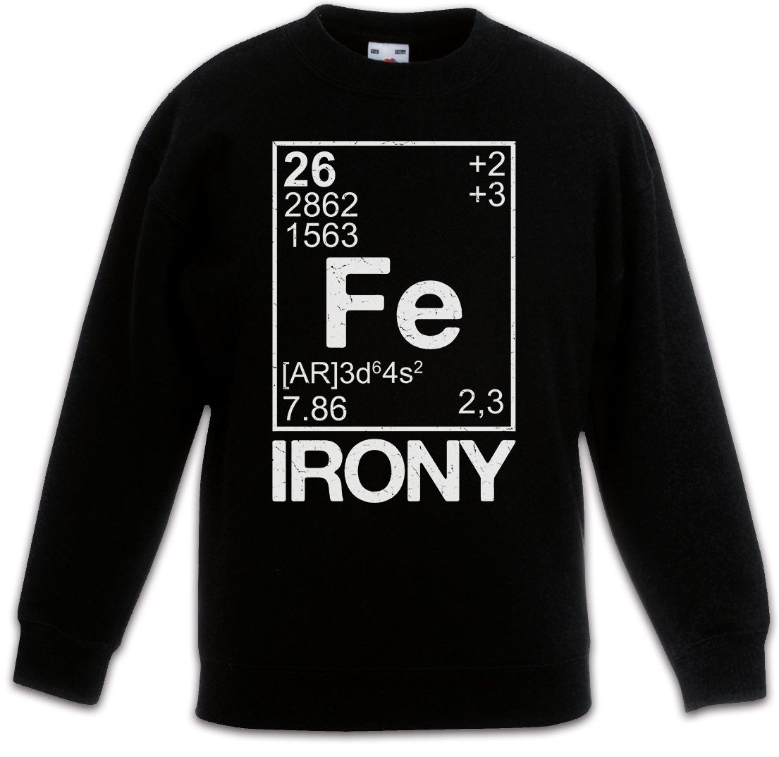 Sweatshirt Fe Ferrum Irony Kinderpullover Chemie Ironie Professor Chemiker Lehrer