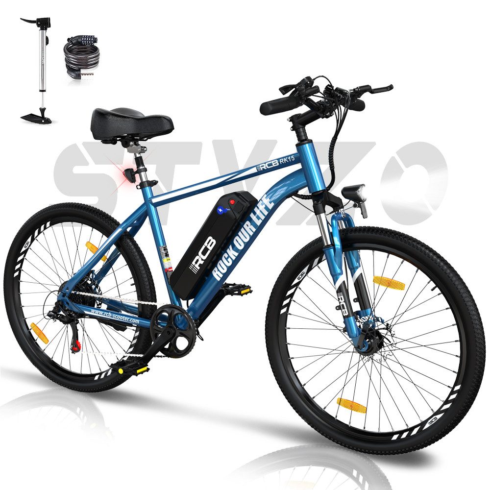 CITYSPORTS E-Bike RCB-RK15 26 ZOLL, 7 Gang, 250w Heckmotor, MTB 36V11.2AH abnehmbarer Akku, Doppelscheibenbremse, Shimano 7G