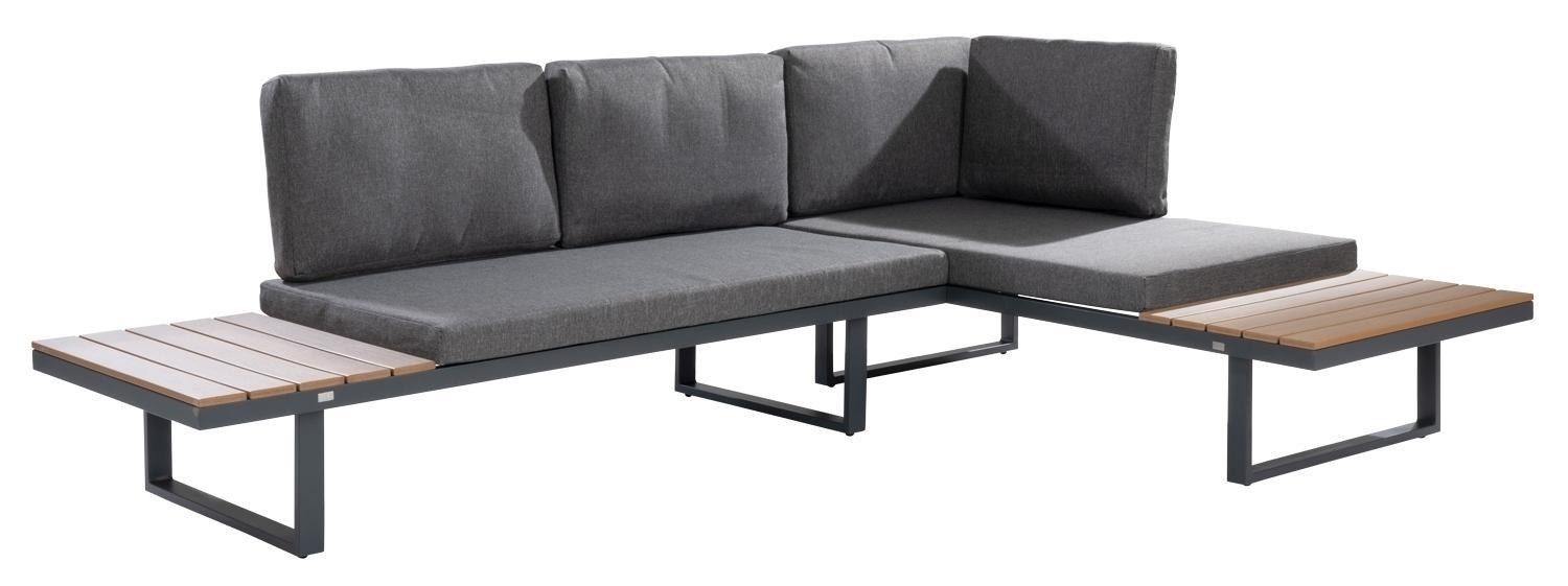Outdoor Gartenlounge-Set RUNEI, mit Loungetisch, Aluminium, Kunststoff, (3-tlg), inkl. Sitz- und Rückenkissen, Wasserabweisend, B 253 x T 175 cm