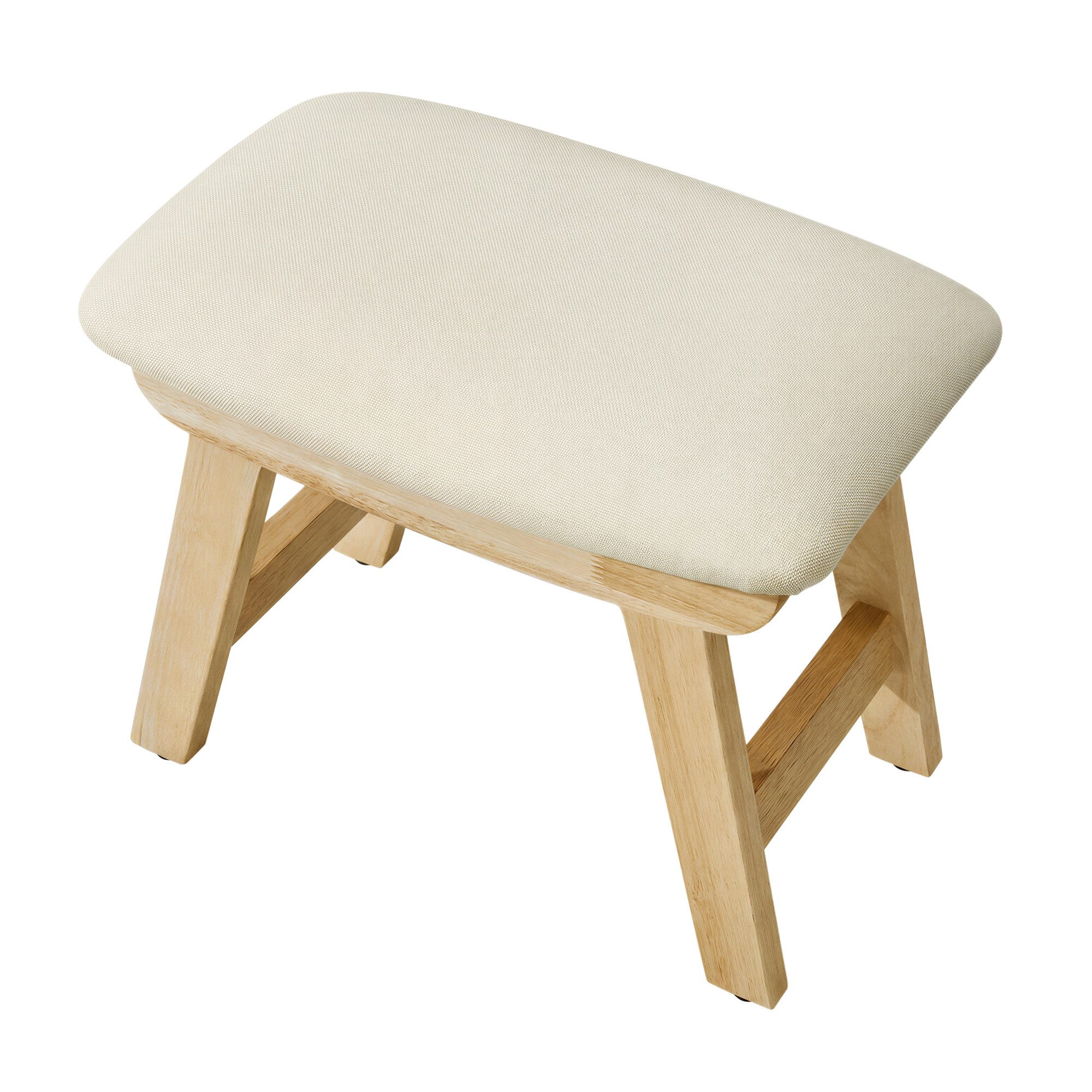 SONGMICS Sitzhocker Fußhocker Holzbank mit Waschbarem Bezug, 39,1 x 24,9 x 30 cm Hellmokkafarben