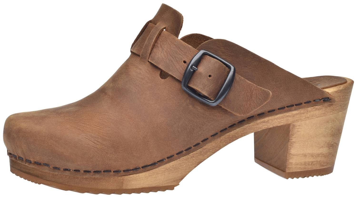 Sanita Sanita Wood Malulo Square chestnut Clog