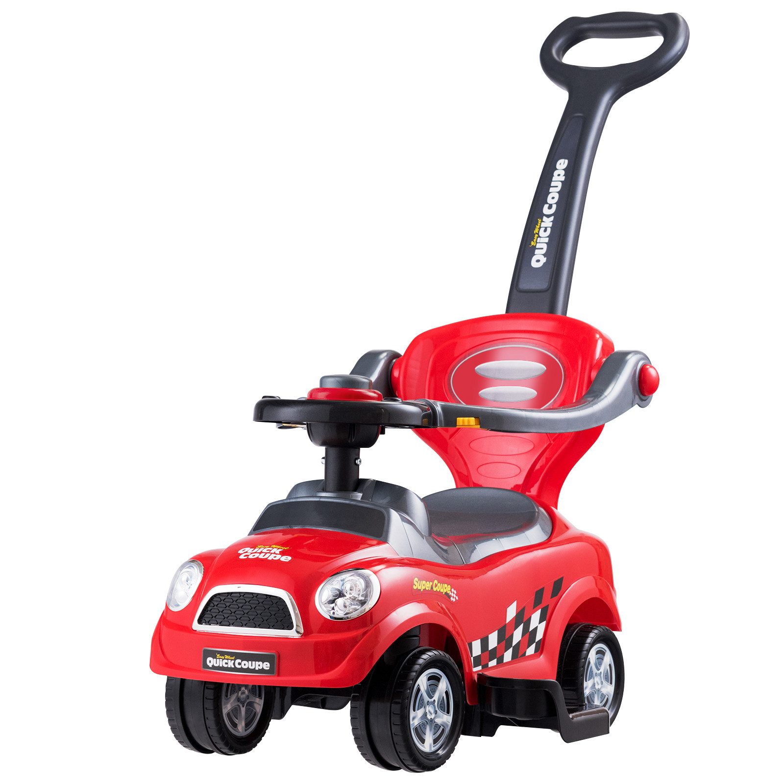 COSTWAY Rutscherauto 3 in 1 Schiebeauto, mit Schiebgriff & Stauraum