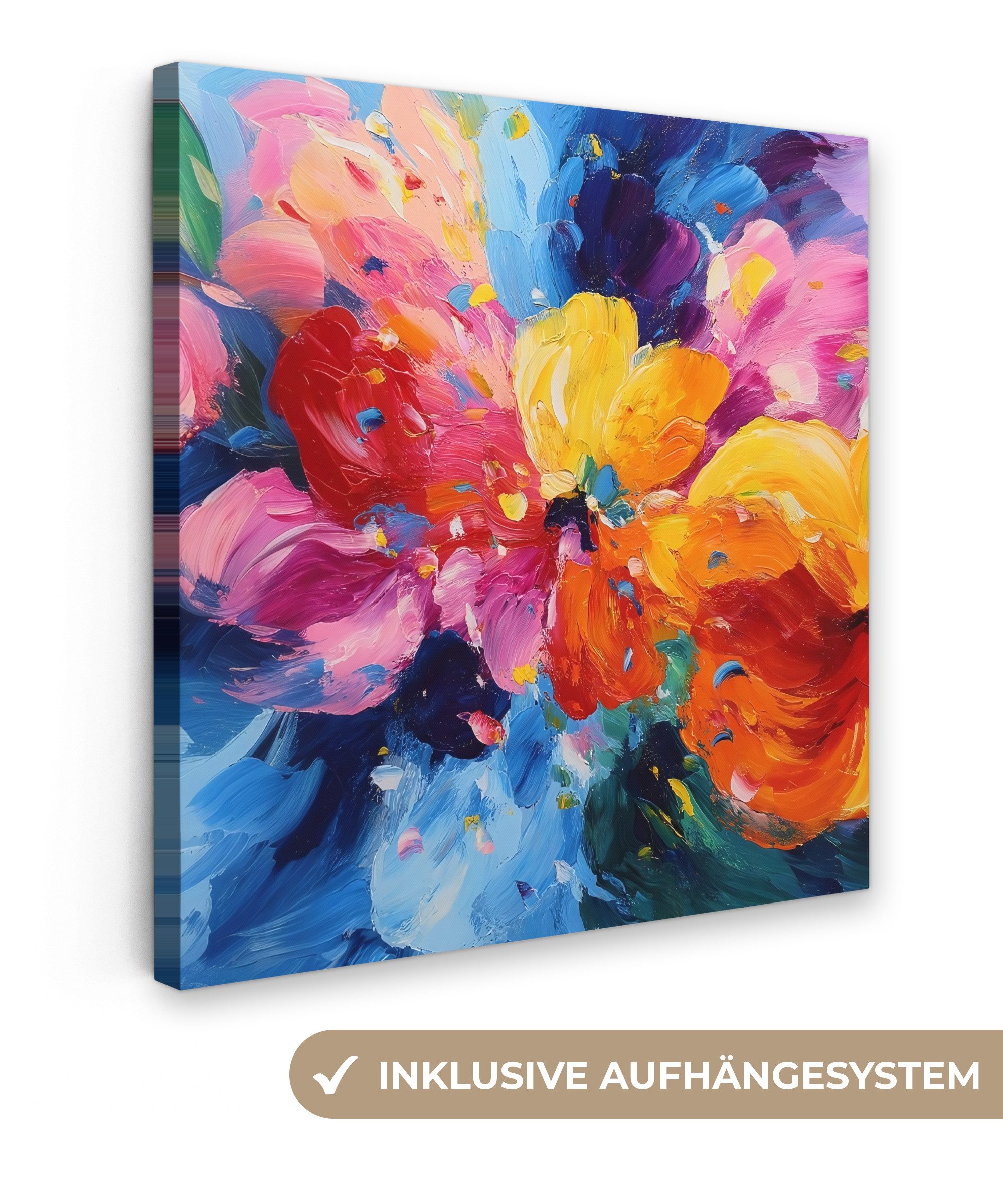 OneMillionCanvasses® Leinwandbild Gewellt - Energie - warm, Fotodruck (1 St), Wandbild, Deko Schlafzimmer Wohnzimmer Flur 20x20 cm
