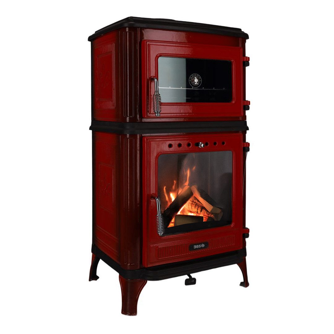 365 Kaminofen 365® Ferrox 55 Back rot emailliert 7 kW Gusseisen A+, 7 kW