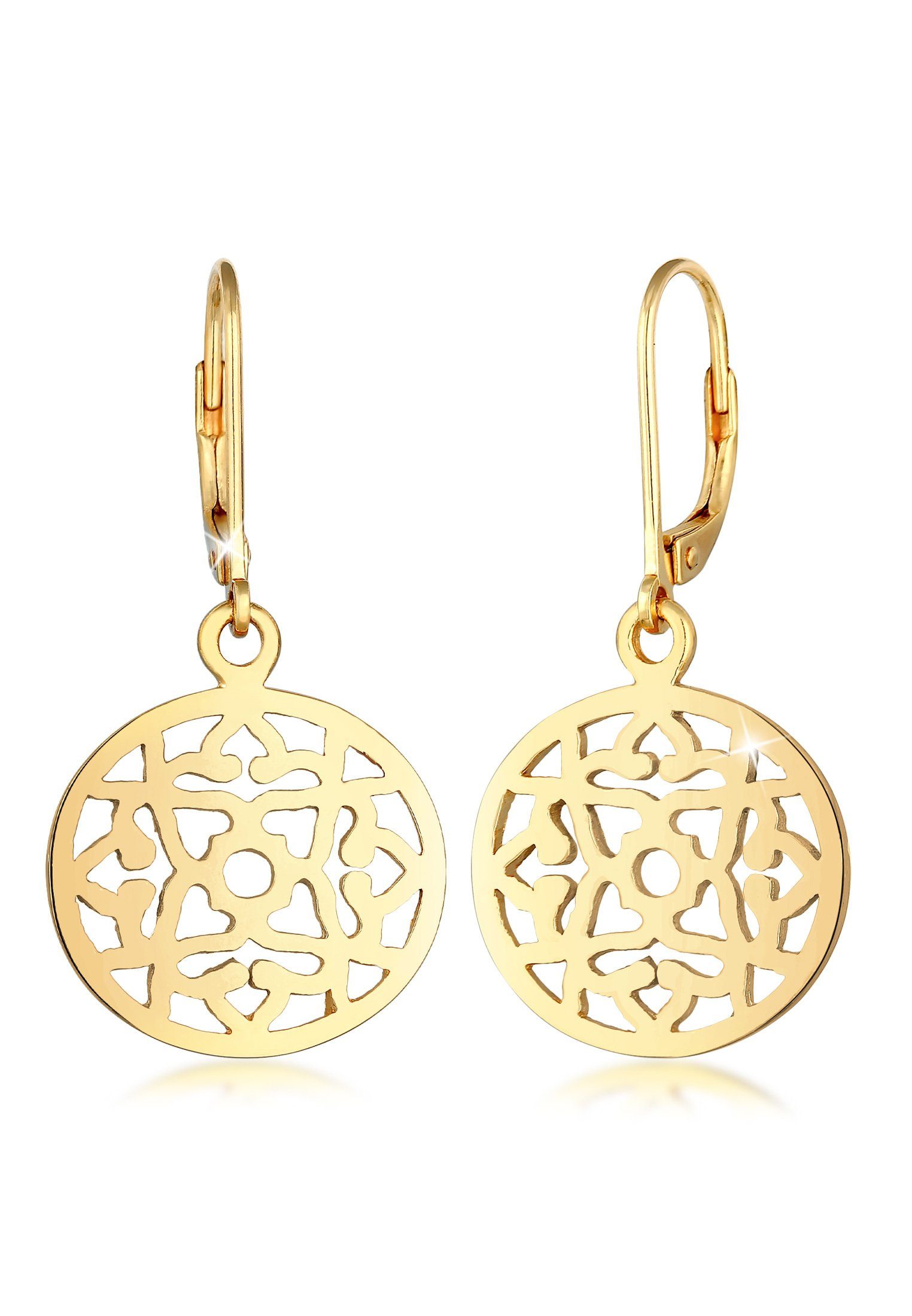 Elli Paar Ohrhänger Ornament Orientalisch Rund 925 Silber, Boho, Ornament Gold