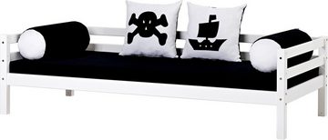 Hoppekids Hochbett «Pirat» mit Vorhang & Matratze 2 Größen umbaubar