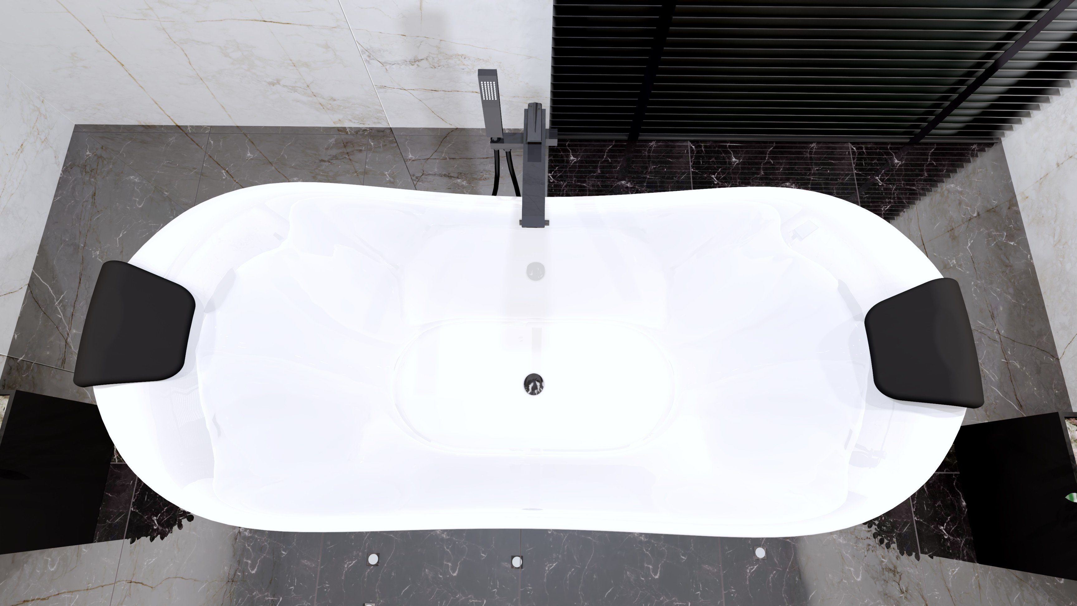 KOLMAN Rundwanne Freistehende Badewanne IVAR 180x80 + Kopfstütze KODI