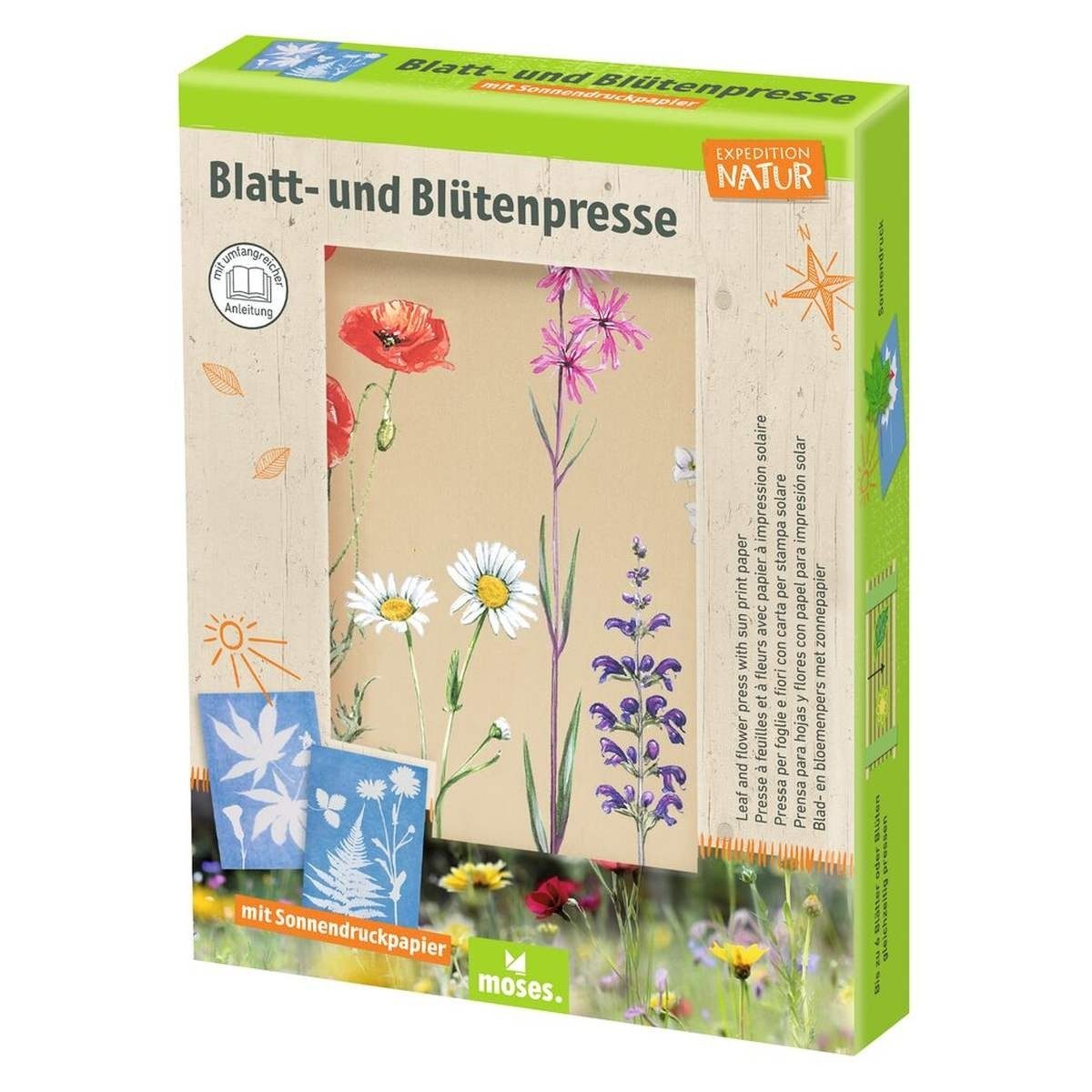 Moses. Verlag Spielzeug-Gartenset Blatt- & Blütenpresse mit Sonnendruckpapier für Kinder ab 6
