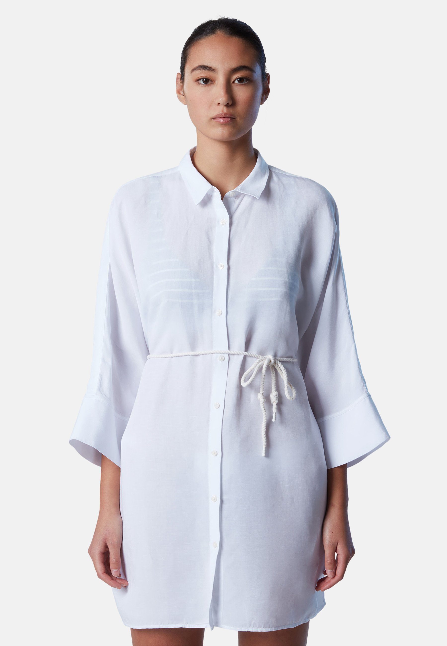 Shirtkleid White Sails Design mit klassischem North Kimono-Hemdblusenkleid