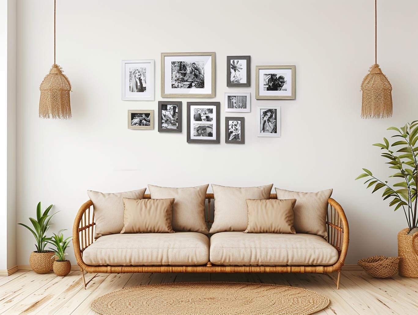 Kobolo Bilderrahmen Collage Bilderhalter Fotorahmen DUSKY 10 Stück Holz grau