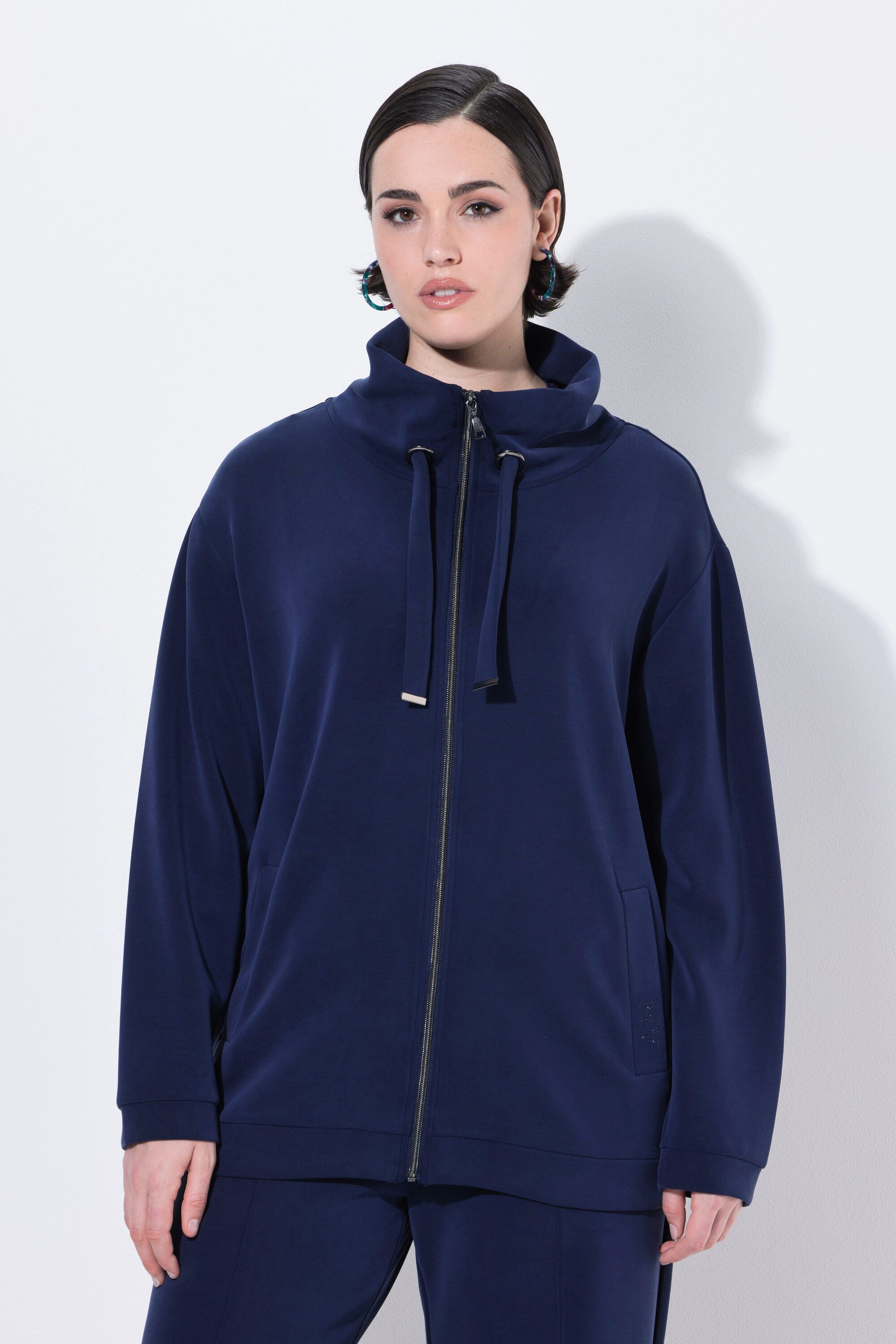 Ulla Popken Sweatjacke Sweatjacke Ziersteine Stehkragen Langarm Modalmix günstig online kaufen