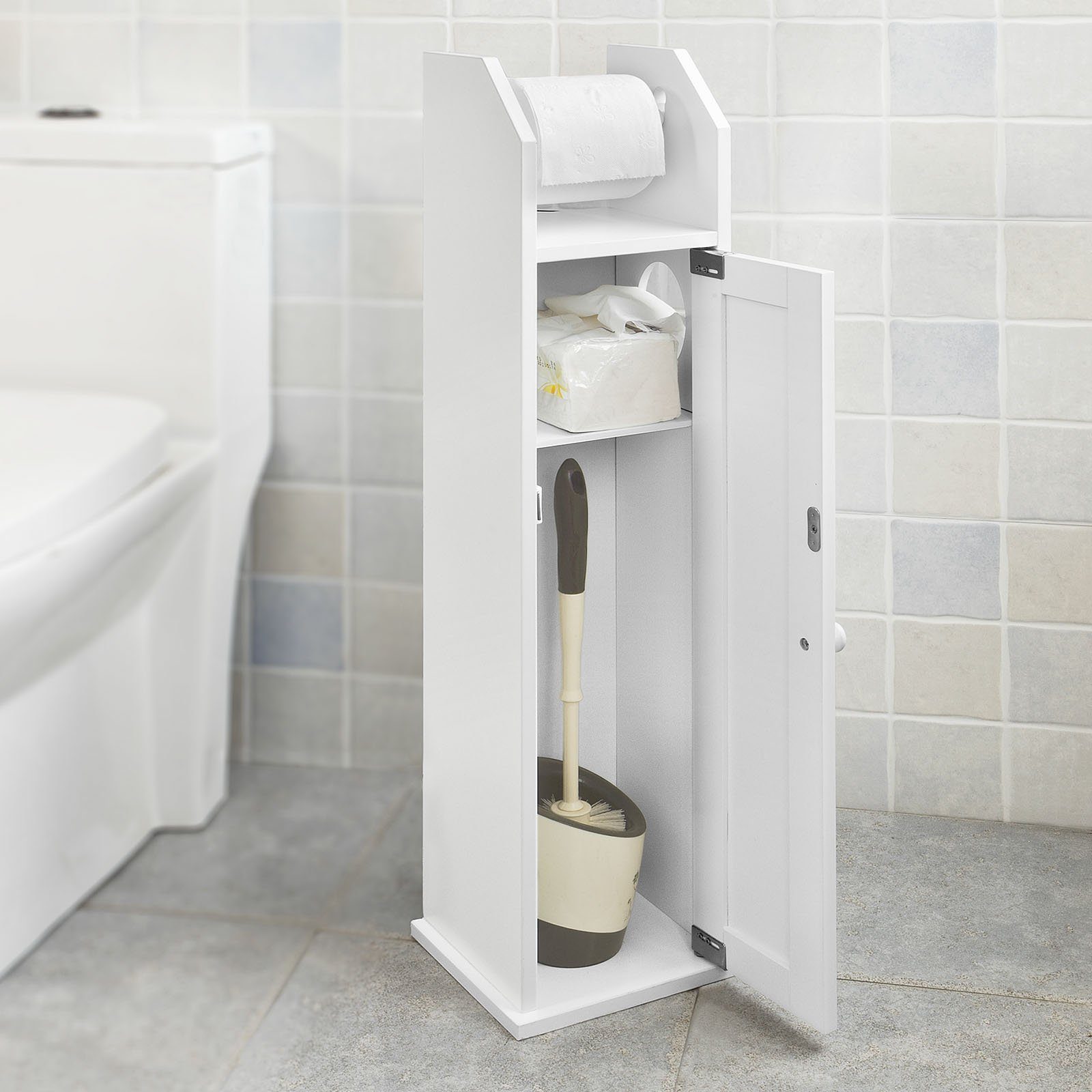 SoBuy Toilettenpapierhalter »FRG135/FRG177«, Freistehend Seitenschrank