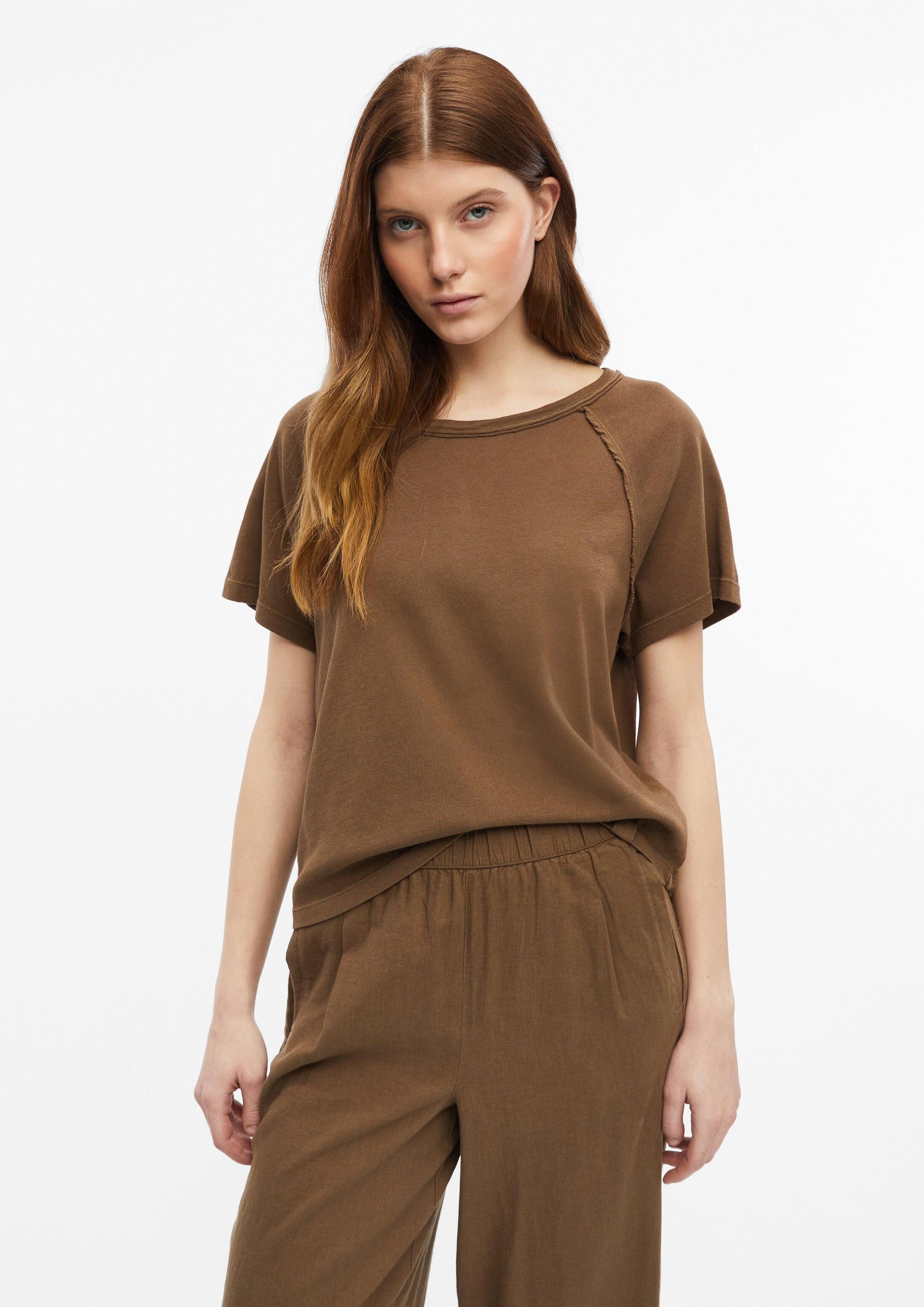 s.Oliver Kurzarmshirt T-Shirt T-Shirt mit Garment Dye und offenen Kanten