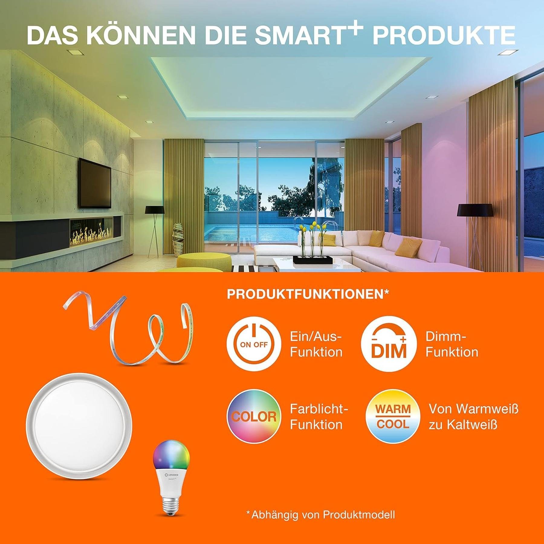Smart Wandleuchte LED Ledvance LED, 27W Chrome Badezimmerlampe 58cm, Duplo LED Warmweiß, 2800LM Orbis Dimmbar Ledvance