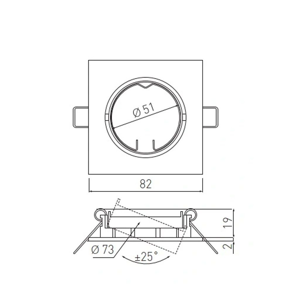 Einbaurahmen MR16 Einbaustrahler LED MR16, GTV 82x82mm Eckig GU10 Rahmen Quadrat LED GU10 Lochmaß für Maße 72x72mm