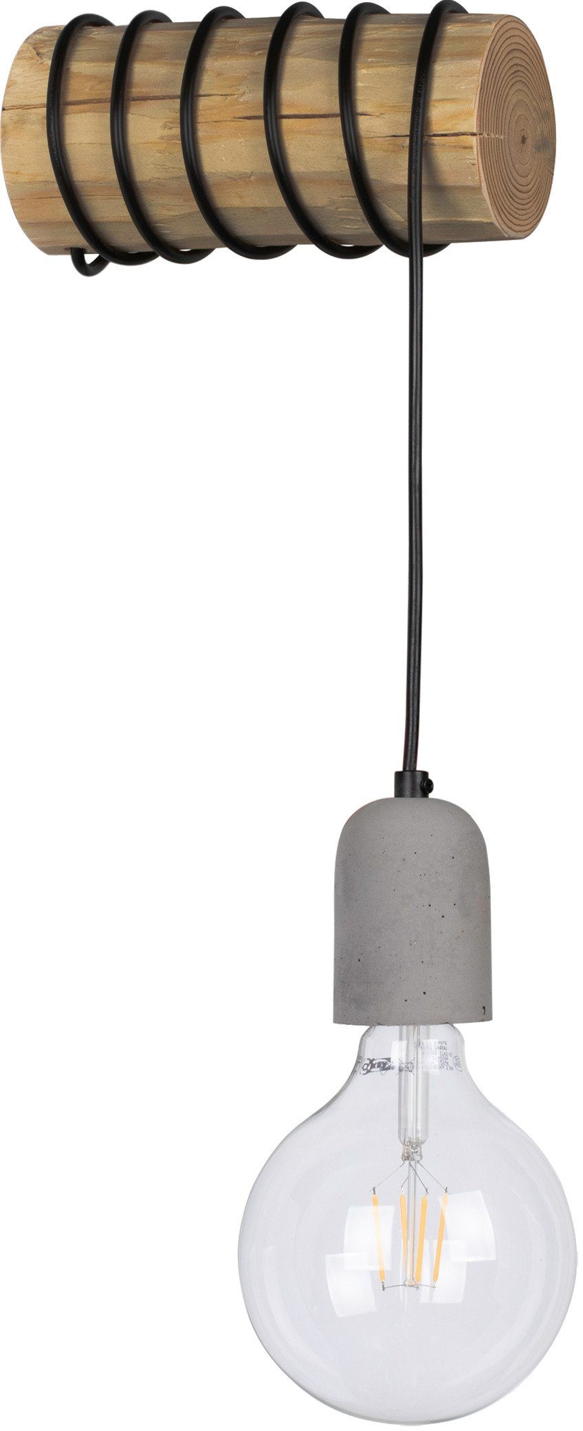 SPOT Light Wandleuchte TRABO CONCRETE, Leuchtmittel wechselbar, Holzbalken aus massivem Kiefernholz Ø 8-12 cm, aus echtem Beton | Wandleuchten