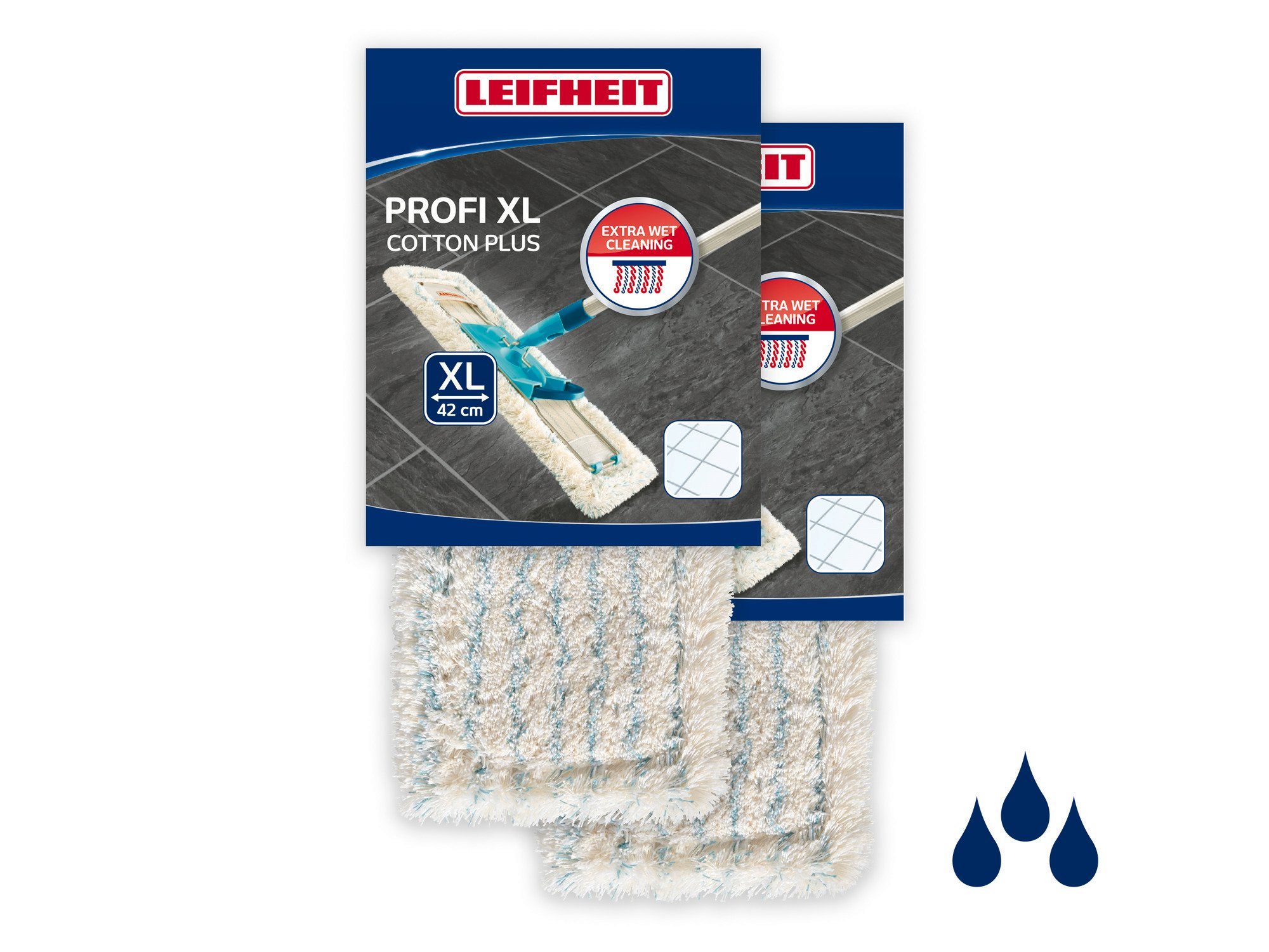 (2er Wischbezug Set) XL Profi Wischbezug cotton plus Leifheit Bundle