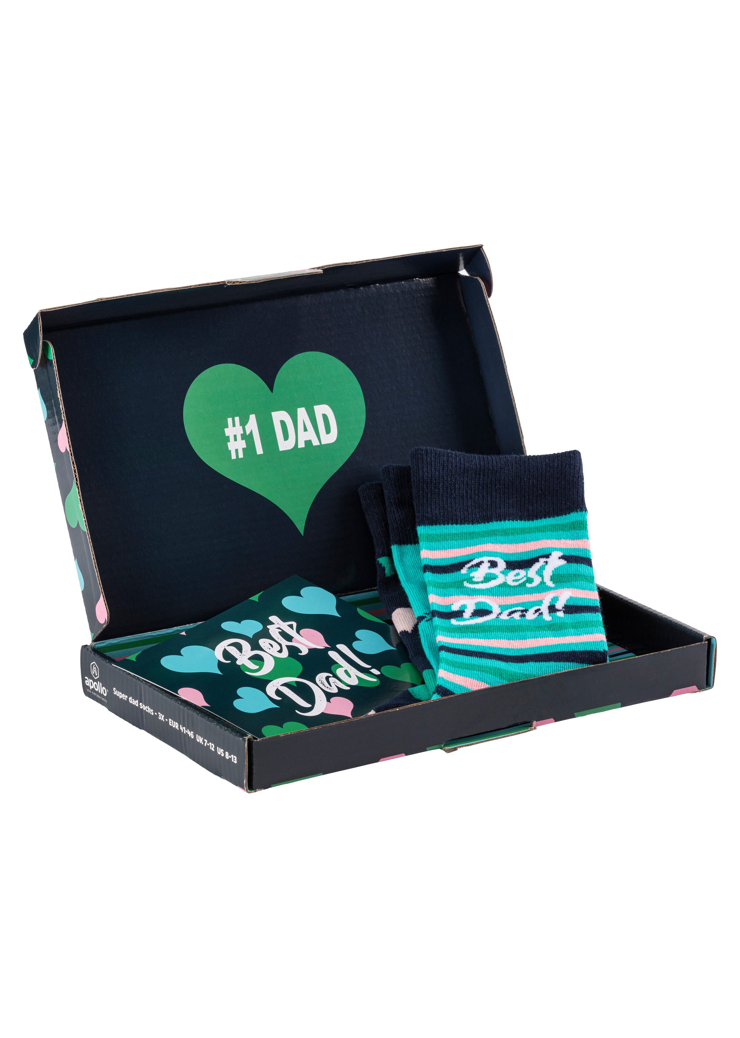 Apollo Socken Geschenkbox Super-Dad oder Best Dad (3er Pack) verschiedenfar günstig online kaufen