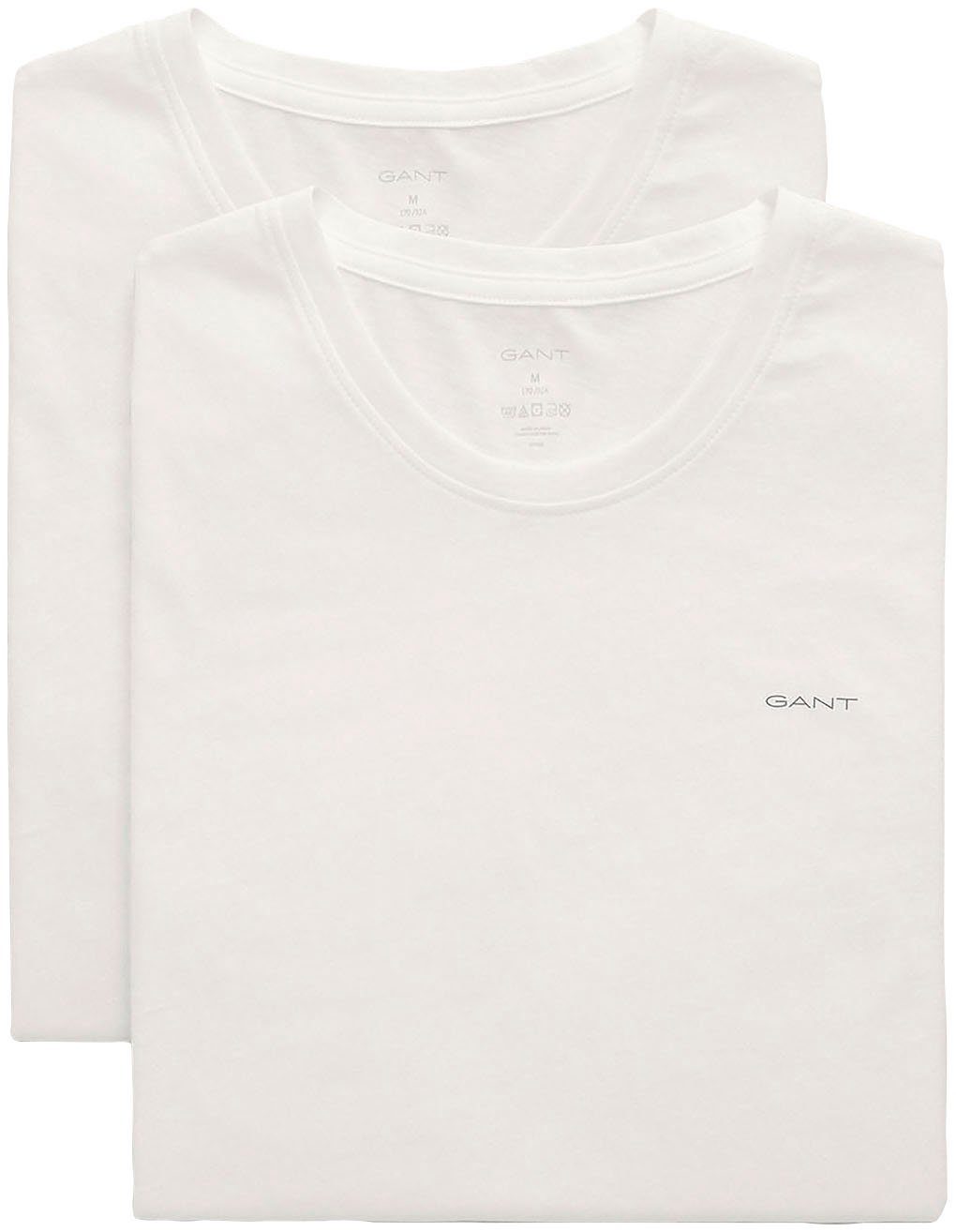 T-Shirt T-SHIRT weichem C-NECK besonders Material (2-tlg) 2-PACK Gant White aus