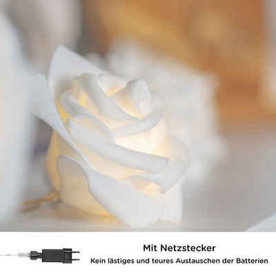 COZY HOME LED-Lichterkette Rosen Lichterkette Batterie & Stecker -, 5 Meter & 20 Blumen LED Warmweiß I Timerfunktion I Innenanwendung