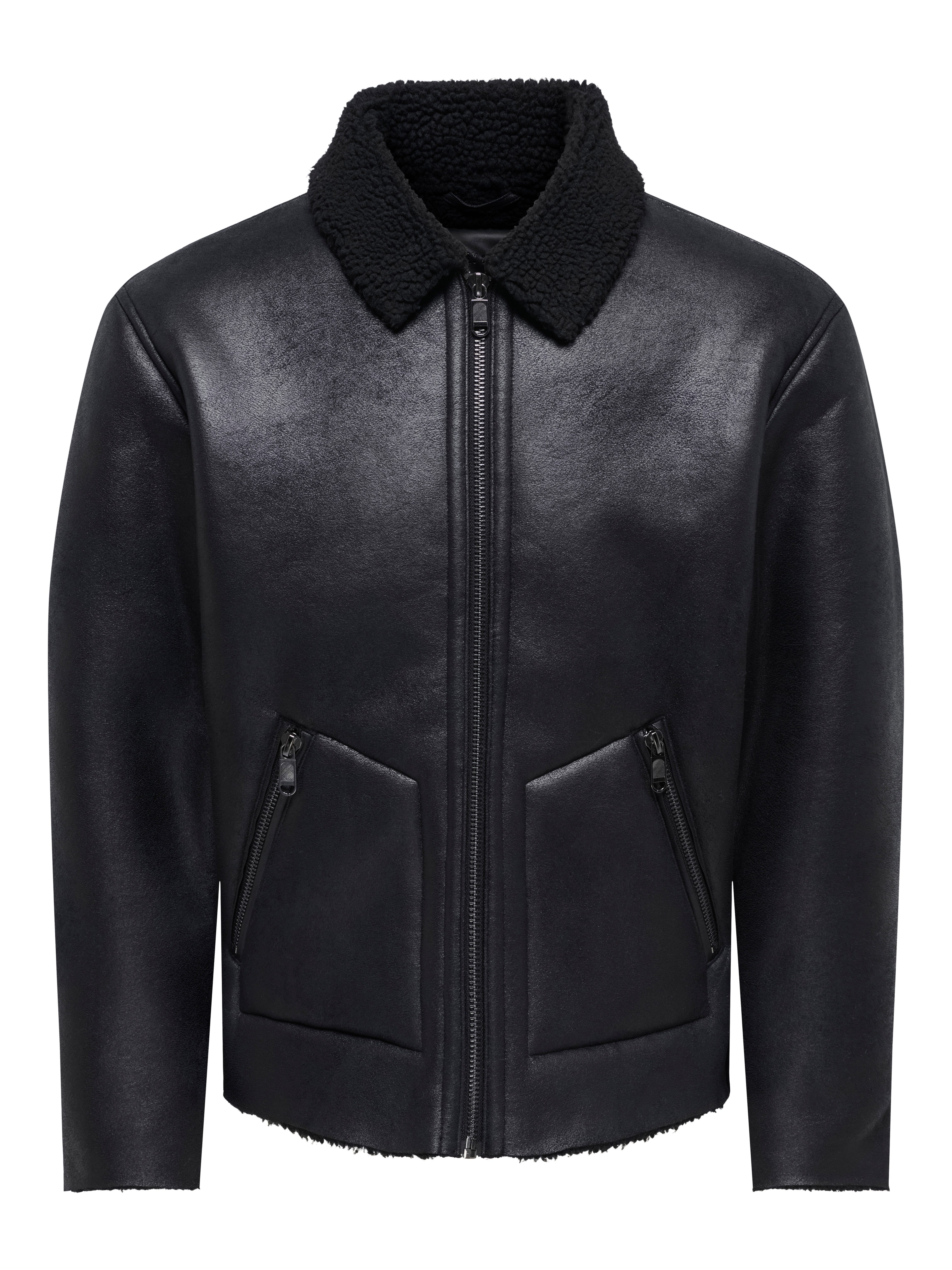 ONLY & SONS Blouson ONSRIKER PU SHEARLING JACKET OTW VD Polyester, regular fit