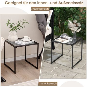 COSTWAY Gartentisch, Beistelltisch 43 x 43 x 45 cm, aus Glas