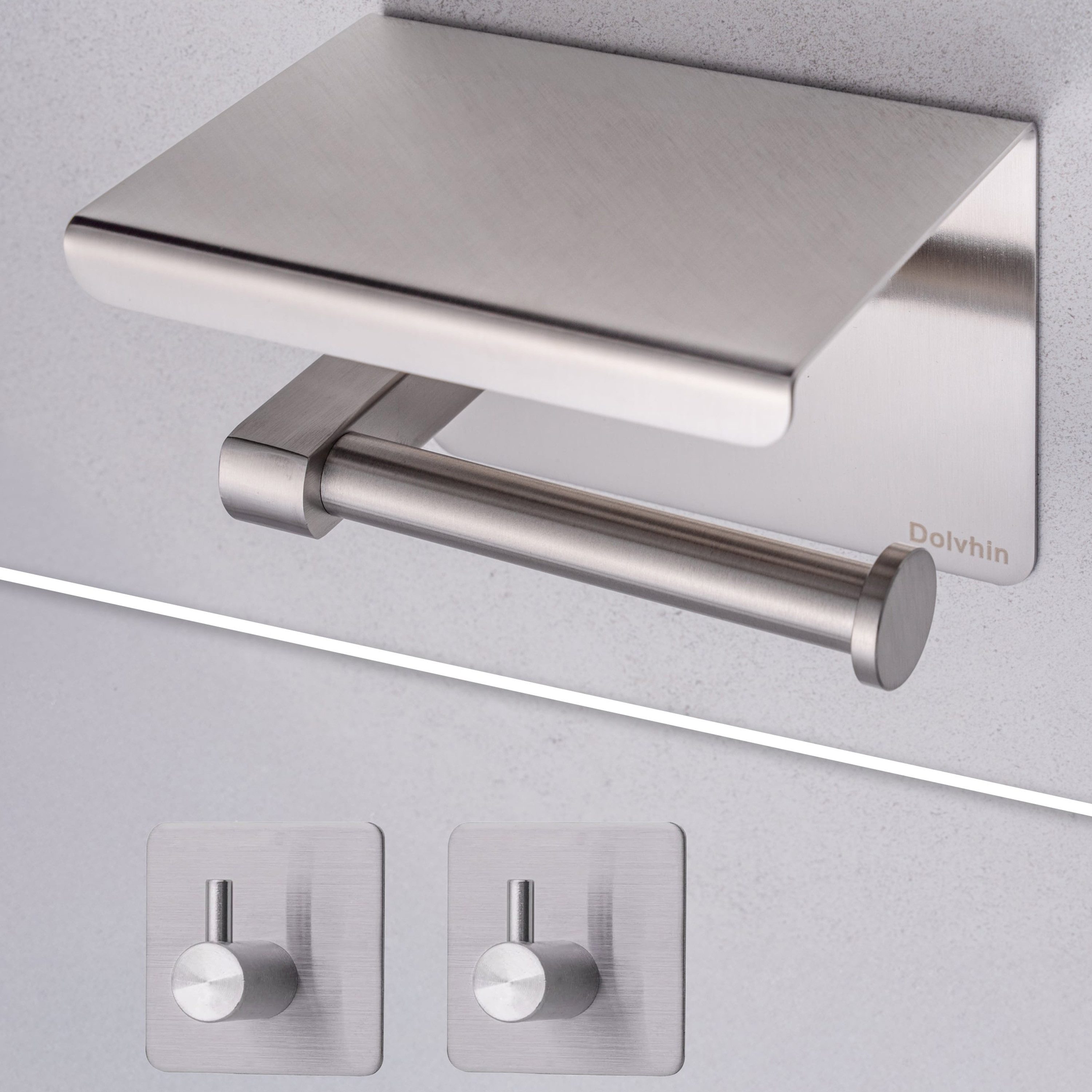 Dolvhin Toilettenpapierhalter ohne Bohren & 2 Handtuchhaken, Klopapierhalte günstig online kaufen