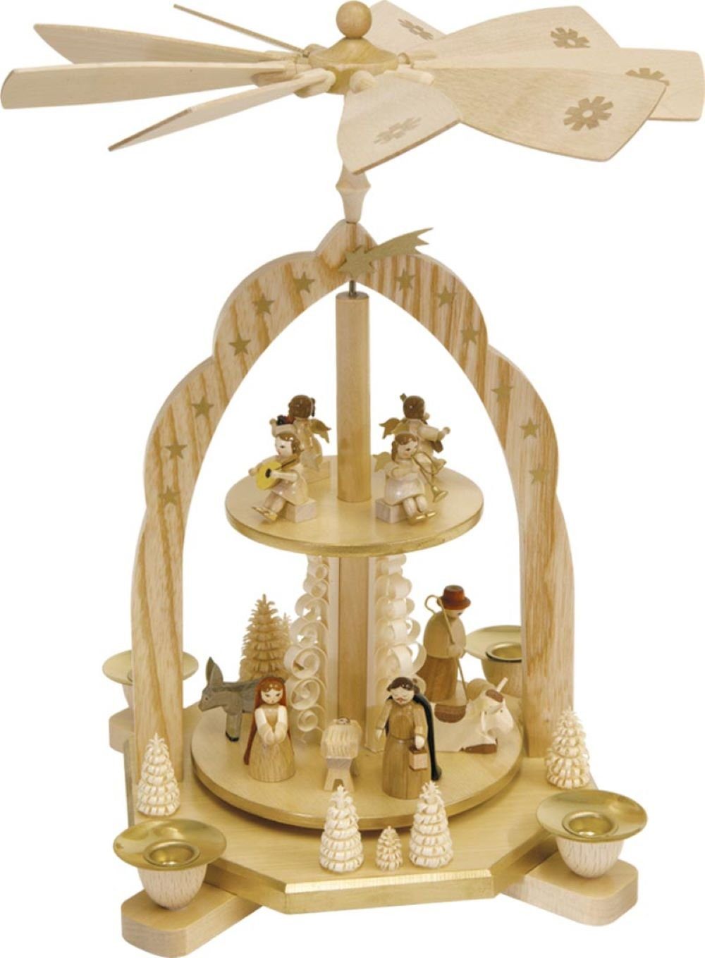 Weihnachtspyramide Pyramide Christi Geburt mit Engeln natur, Höhe: 31 cm