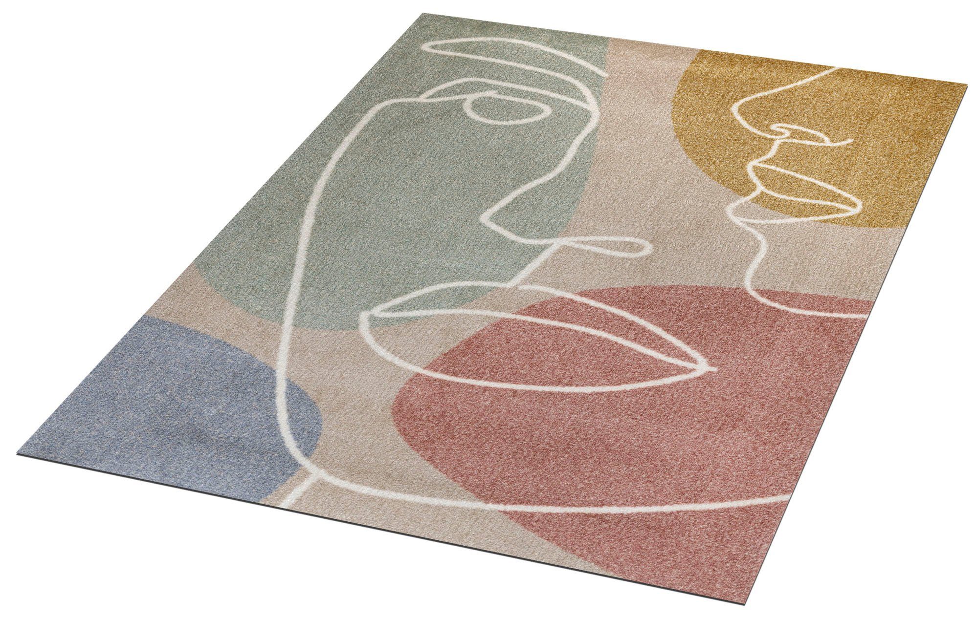 Teppich Modern Faces, wash+dry by Kleen-Tex, rechteckig, Höhe: 9 mm | Kurzflor-Teppiche