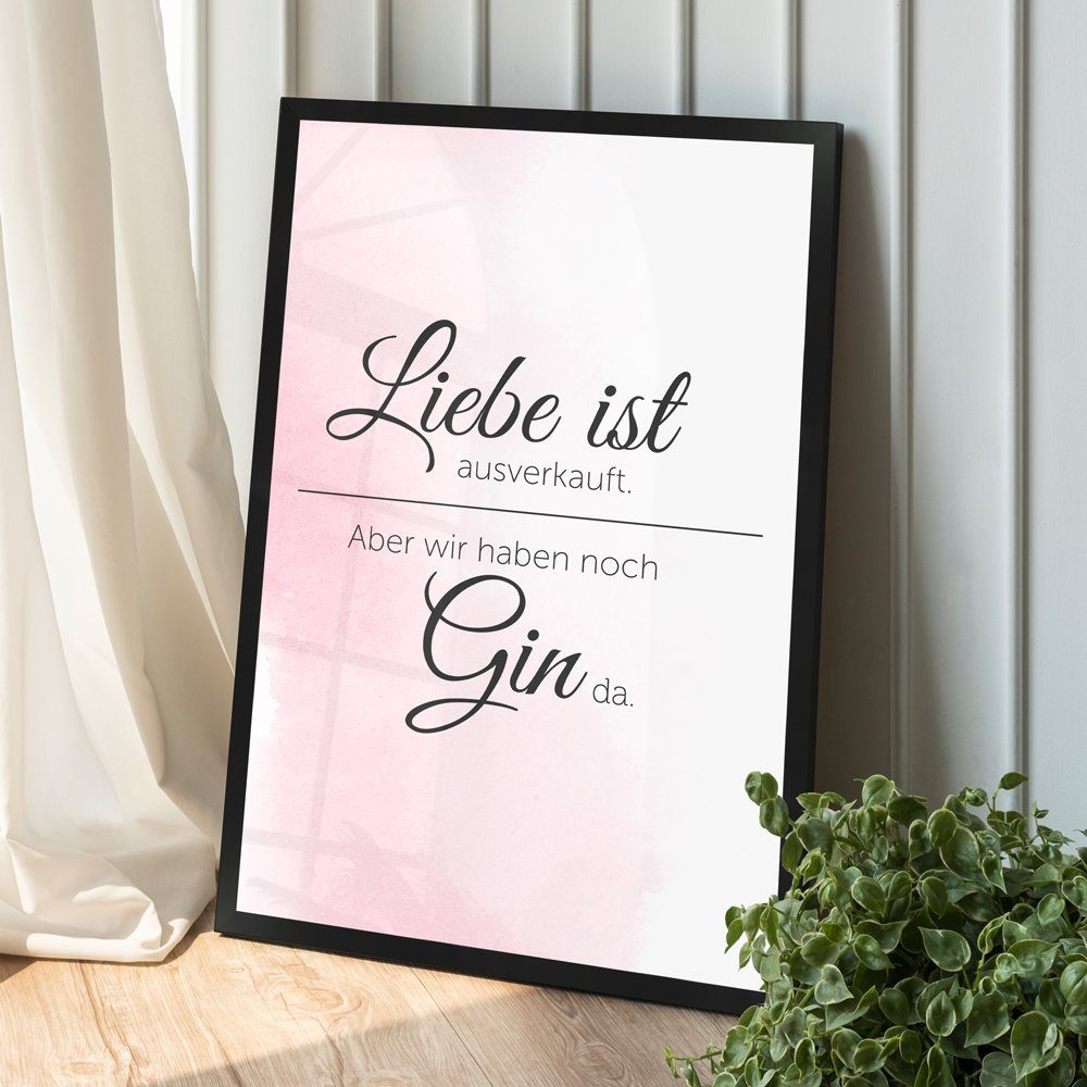 WANDStyle Bild rosa mit ausverkauft, Liebe ist mit Schwarz | Poster Rahmen Spruch