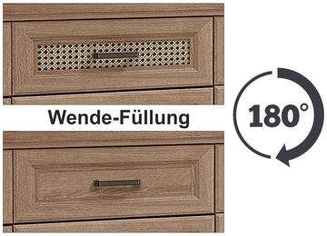 Innostyle Sideboard Sideboard VIENNA - Eiche und Wiener Geflecht Wendefüllung