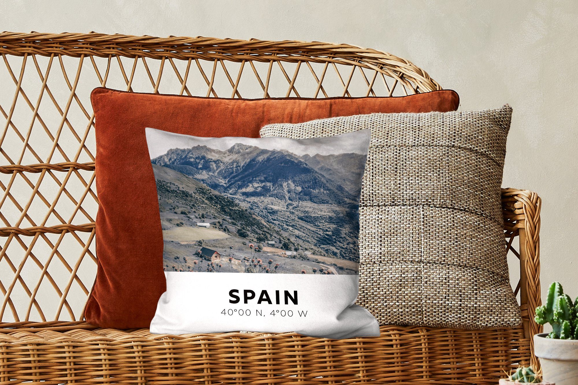 Berge - - Füllung Wohzimmer, Spanien Deko, Natur, Dekokissen MuchoWow mit für Sofakissen Schlafzimmer, Zierkissen