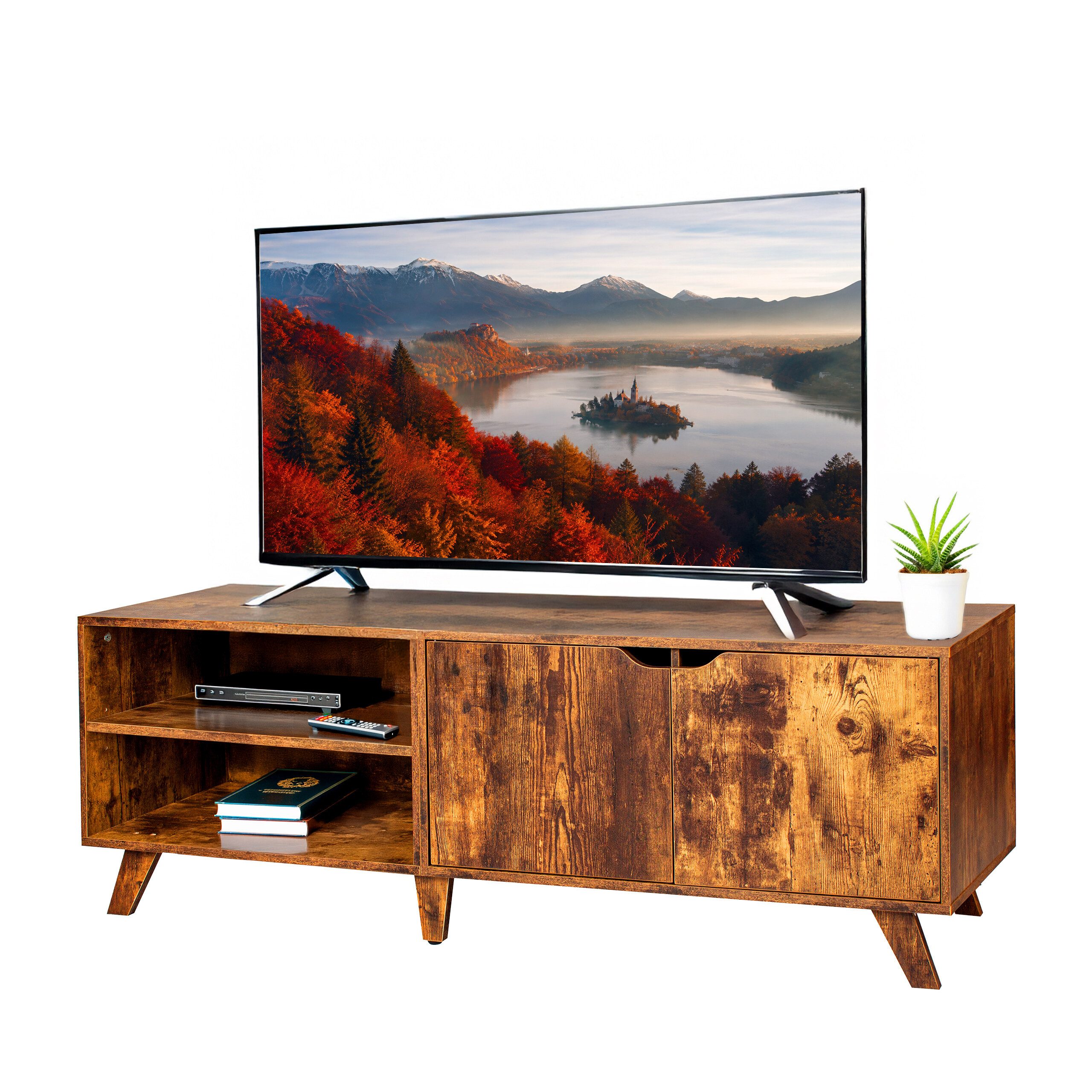 relaxdays TV-Bank TV Lowboard 6 Fächer (1 St), Vintagebraun