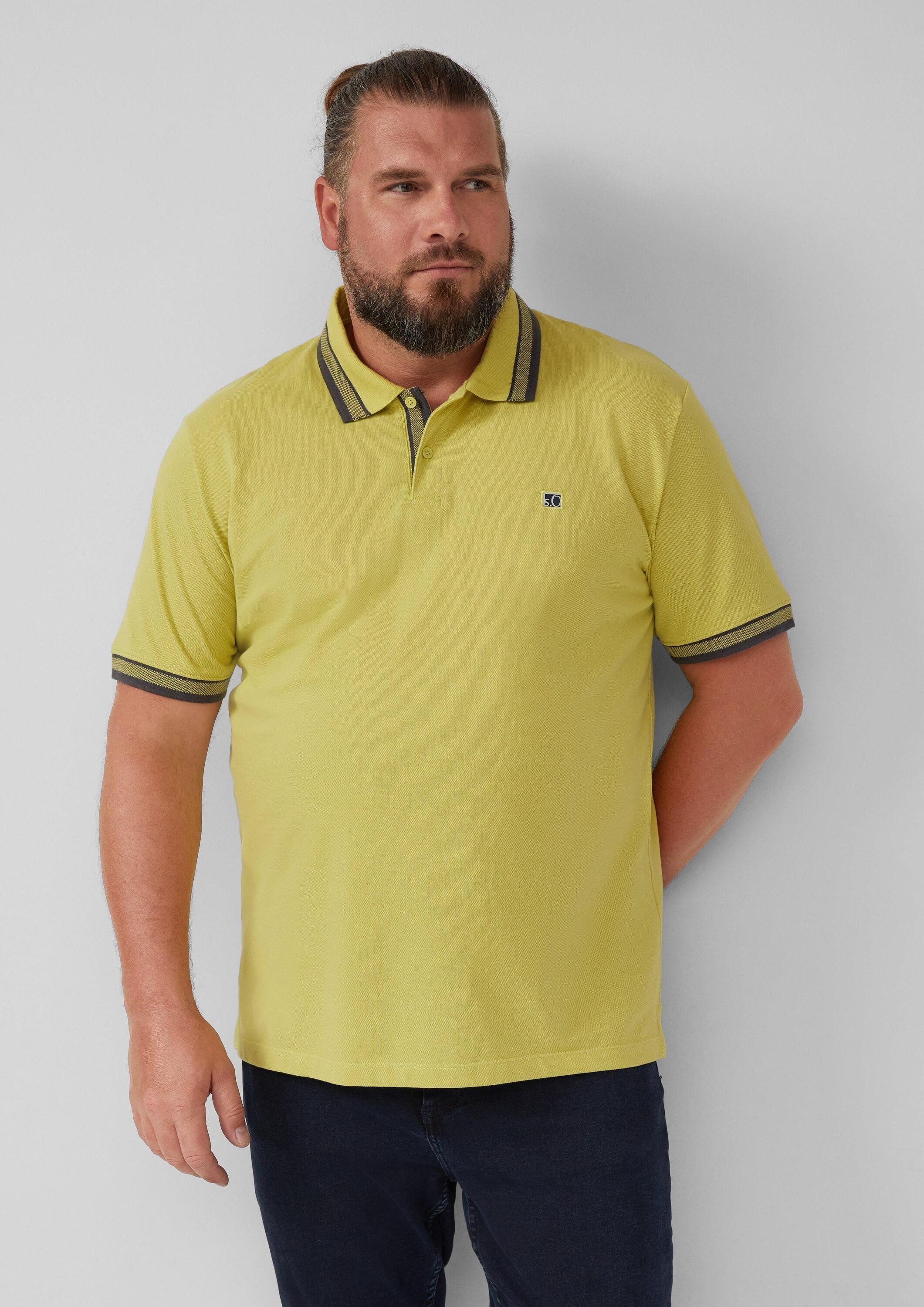 s.Oliver Kurzarmshirt Polo-Shirt Poloshirt aus Baumwollpiqué mit Kontrast-Details