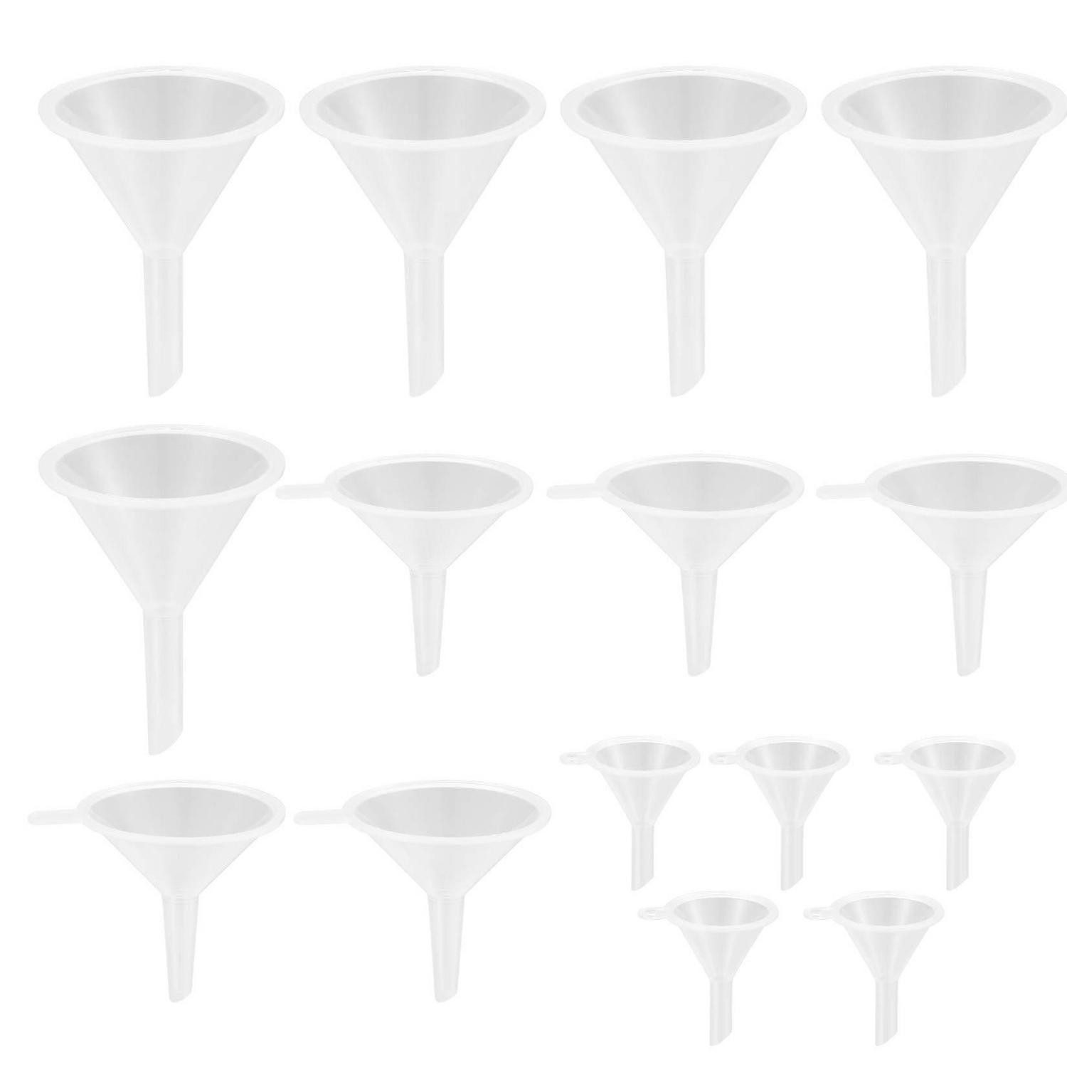 LuxusKollektion Trichter Trichter 15er Set Mini Kunststoff transparent 3 Größen für Flaschen