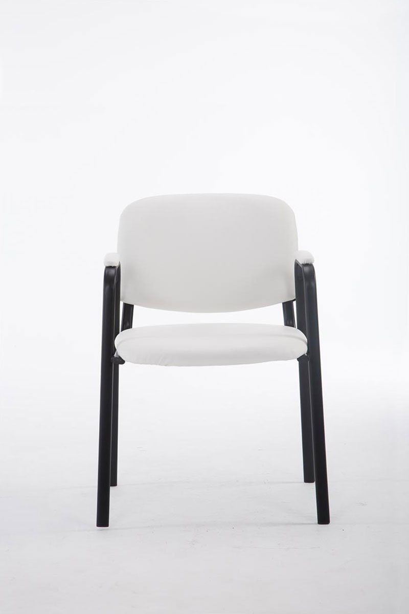 TPFLiving Besucherstuhl Kunstleder - (Besprechungsstuhl Polsterung - - Keen Warteraumstuhl Metall weiß schwarz Messestuhl), Gestell: hochwertiger Sitzfläche: mit - Konferenzstuhl