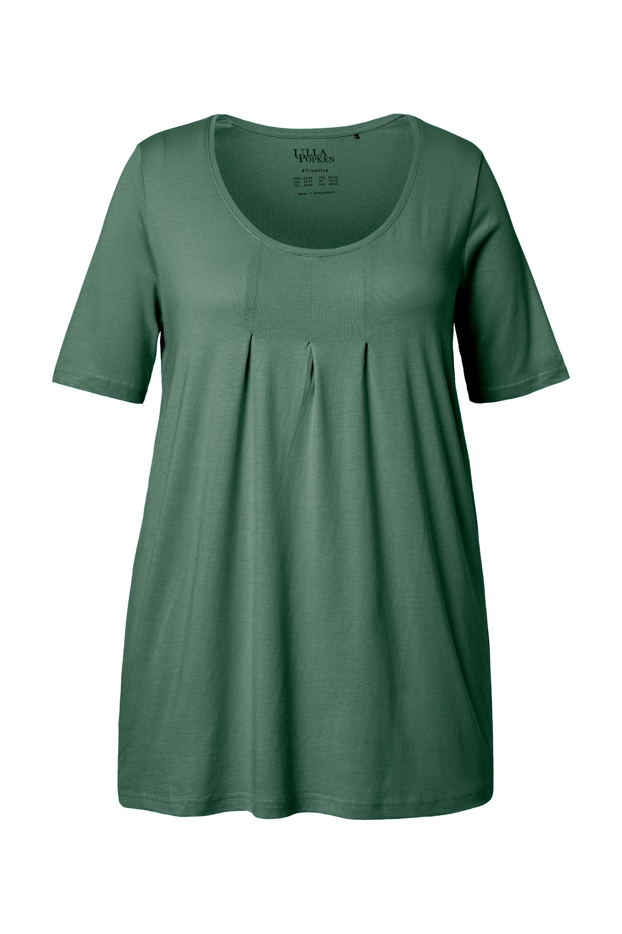Ulla Popken T-Shirt T-Shirt Zierfalten A-Linie Rundhals Halbarm Modal günstig online kaufen