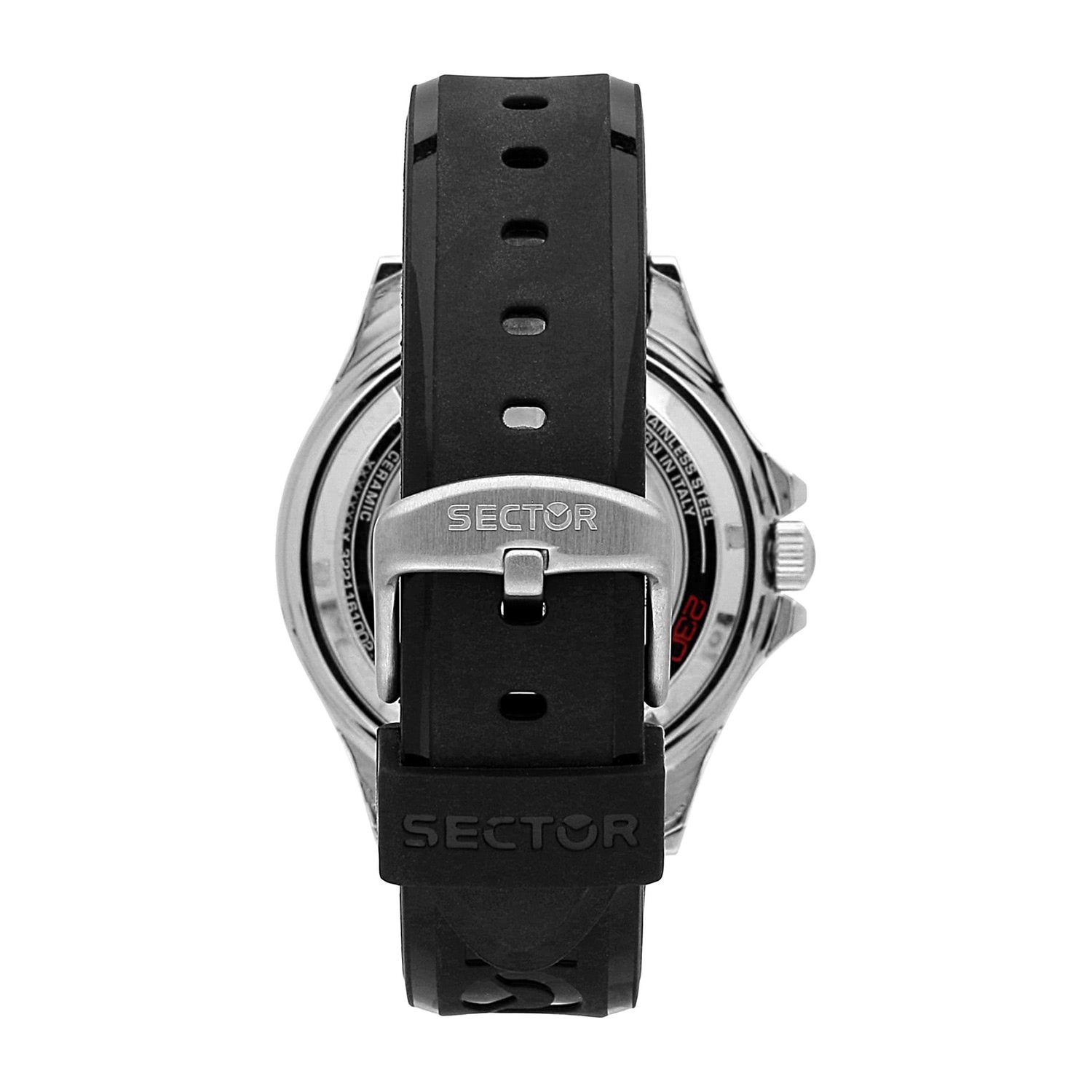 Herren Sector Sector Analog, Armbanduhr Herren rund, Casual schwarz, Armbanduhr Silikonarmband Quarzuhr groß (43mm),