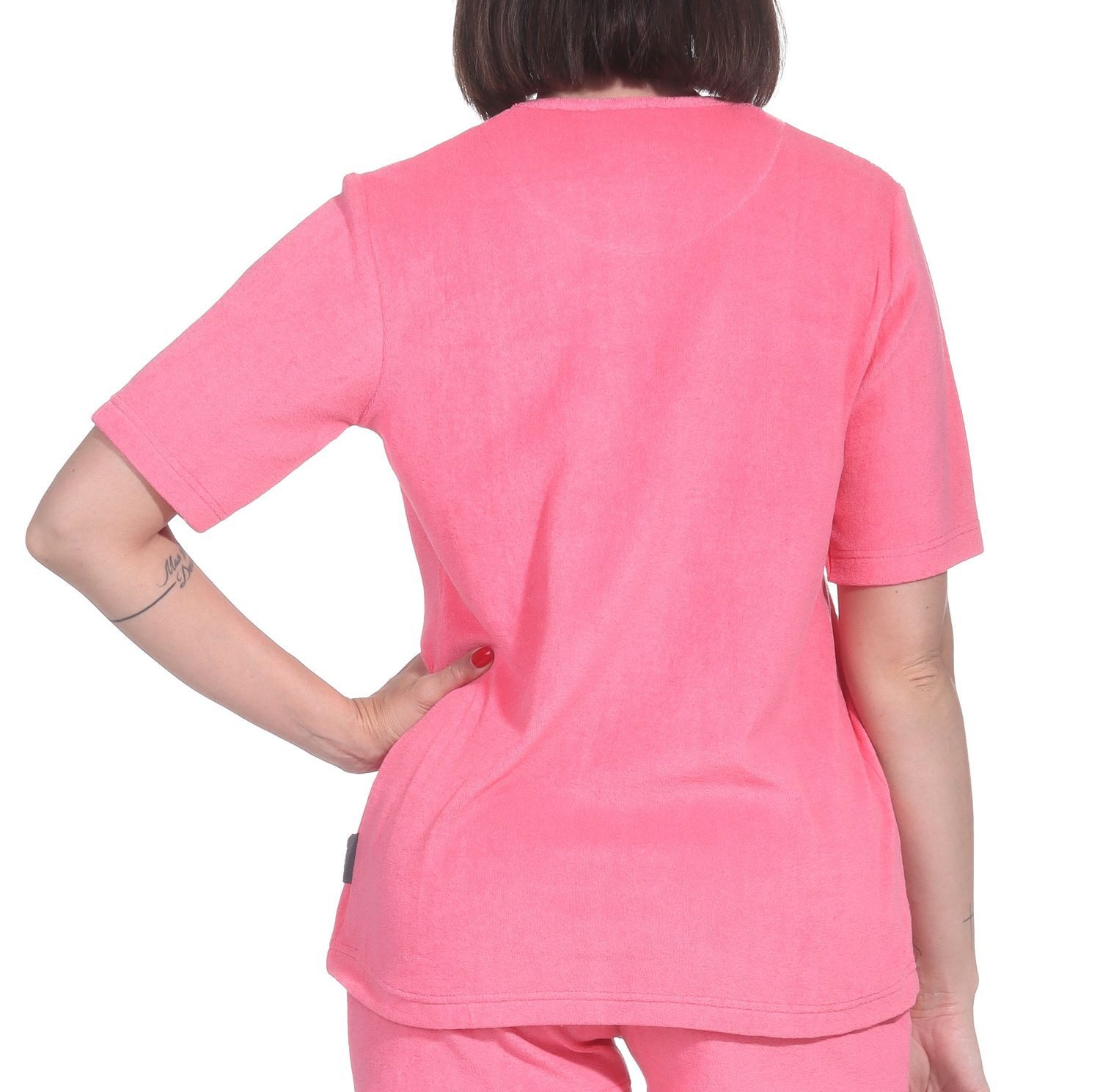 Normann Relaxanzug Damen kurzarm Frottee Schlafanzug Oberteil Pyjama Top Mix & Match – Bild 4 von 5