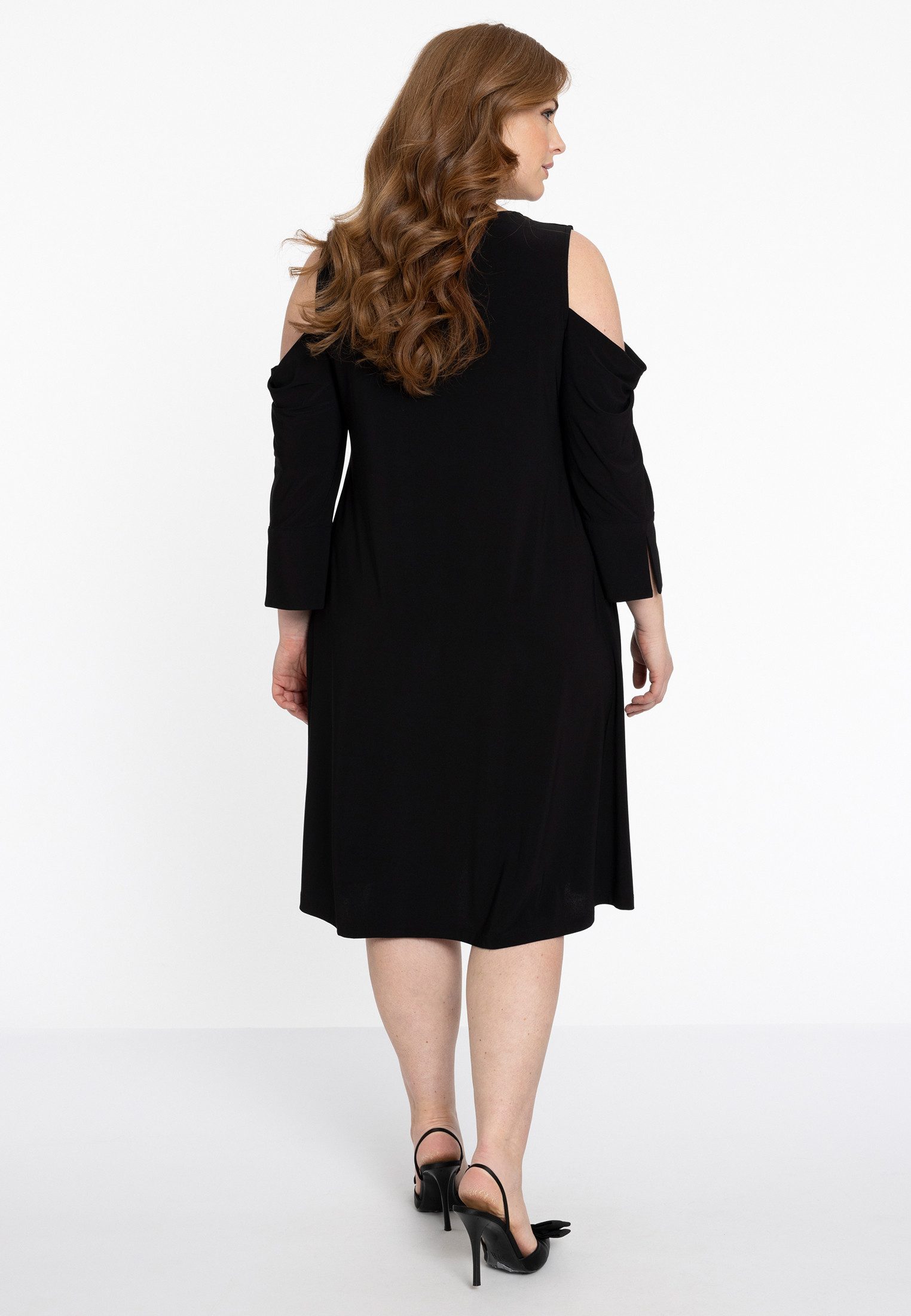 YOEK A-Linien-Kleid Damen Kleid Große Größen mit Cut-Out