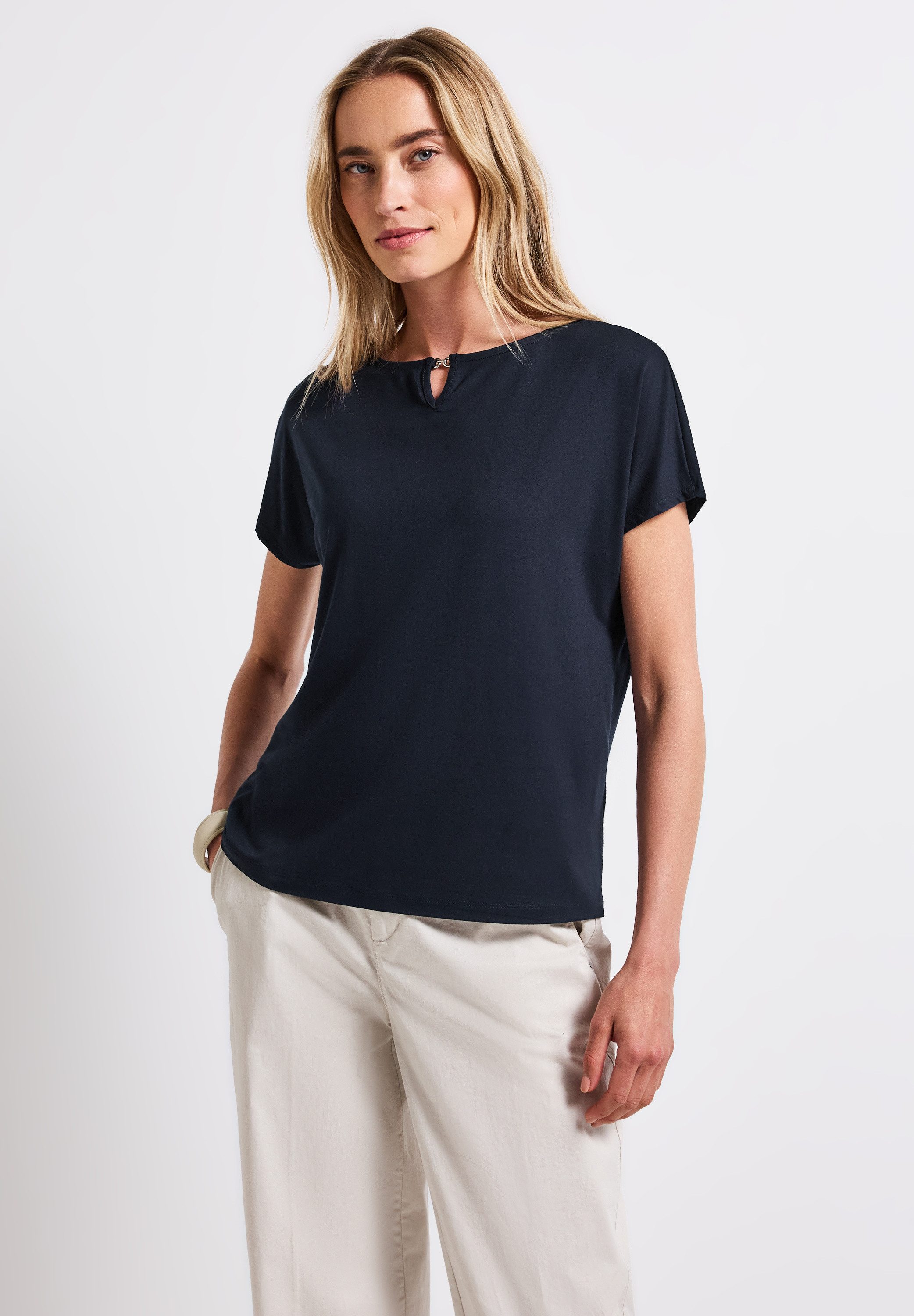 STREET ONE T-Shirt, mit Materialmix günstig online kaufen