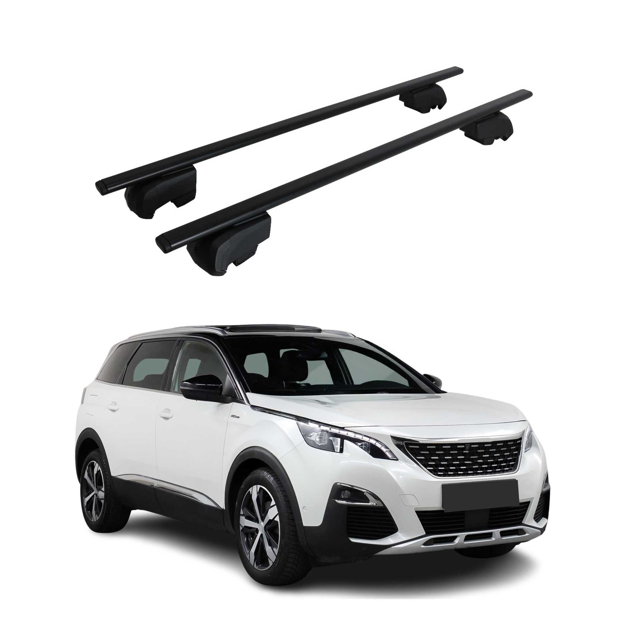 OMAC Dachträger Gepäckträger für Peugeot 5008 2017-2023 Grundträger ABE Schwarz (2-St), Wasserbeständig,Abnehmbar,Multifunktional,Leichtgewichtig