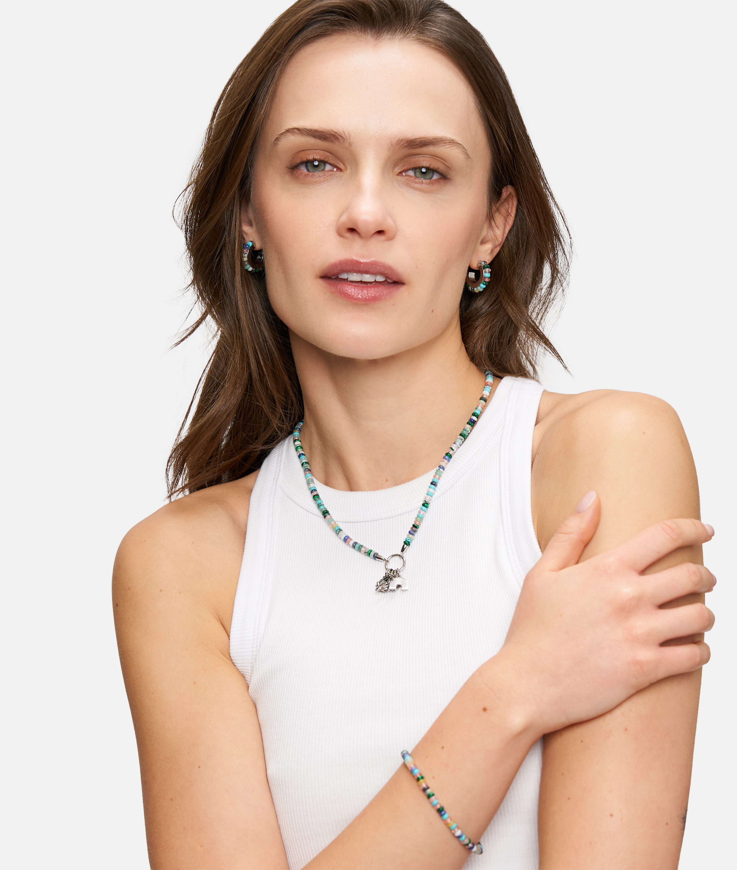 Tamaris Charm-Armband Schmuck Geschenk Edelstahl Armkette All About Beads, mit Naturstein