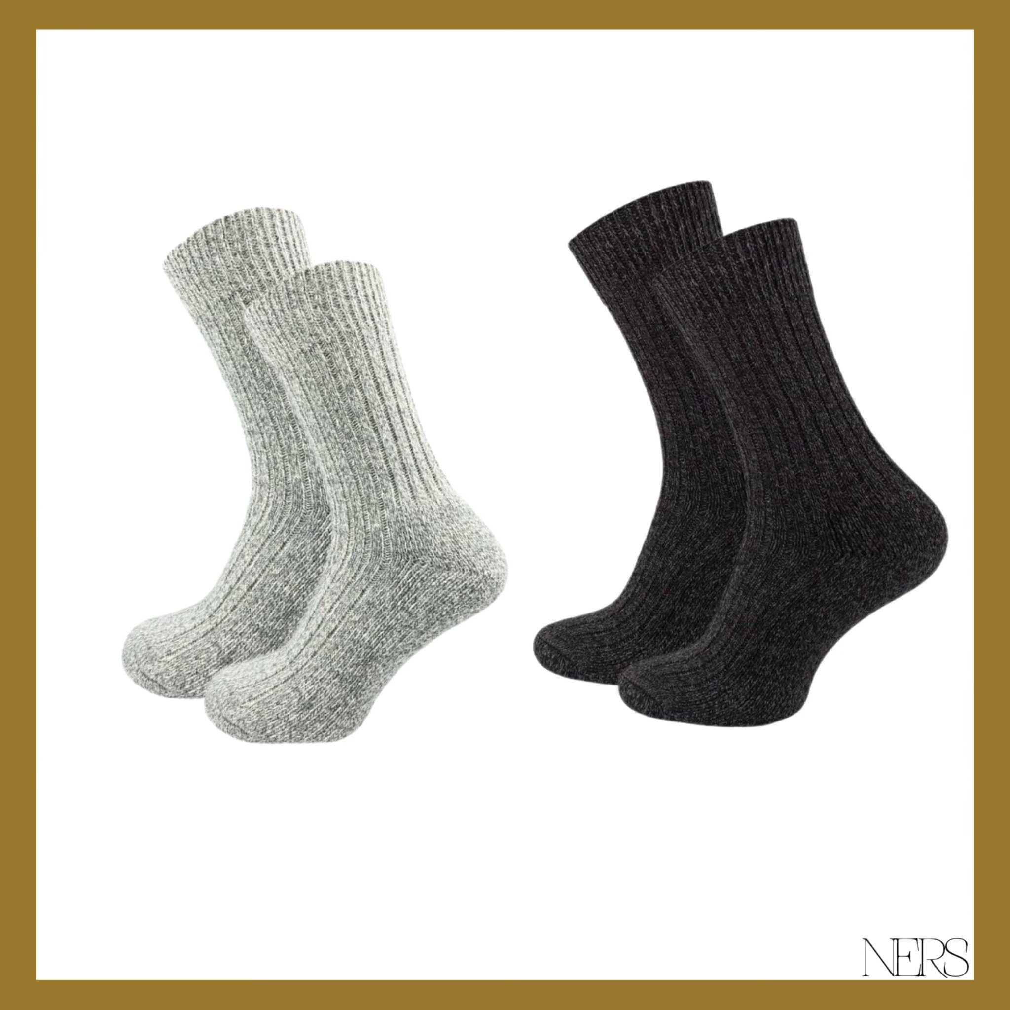 NERS Arbeitssocken (6-12 Paar) Wintersocken mit Wolle für Damen und Herren (6-Paar) Die weiche Frotteesohle und Extra Warm