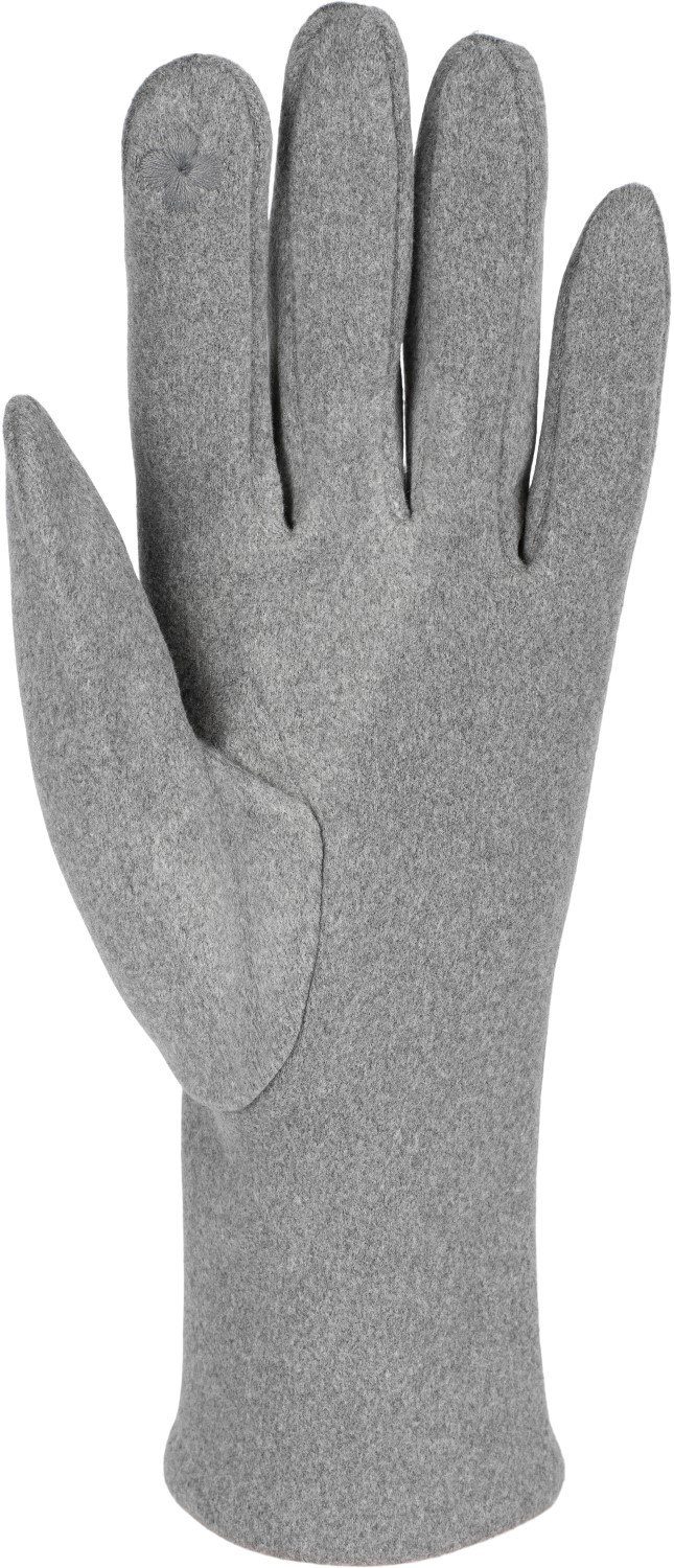 Touchscreen Handschuhe Fleecehandschuhe mit Strass styleBREAKER Perlen und Hellgrau