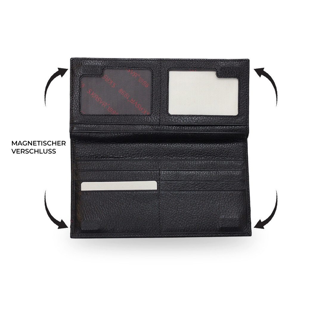 Mini Geldbörse Damen Schwarze Geldbörse aus 100% Leder mit Flechtmuster