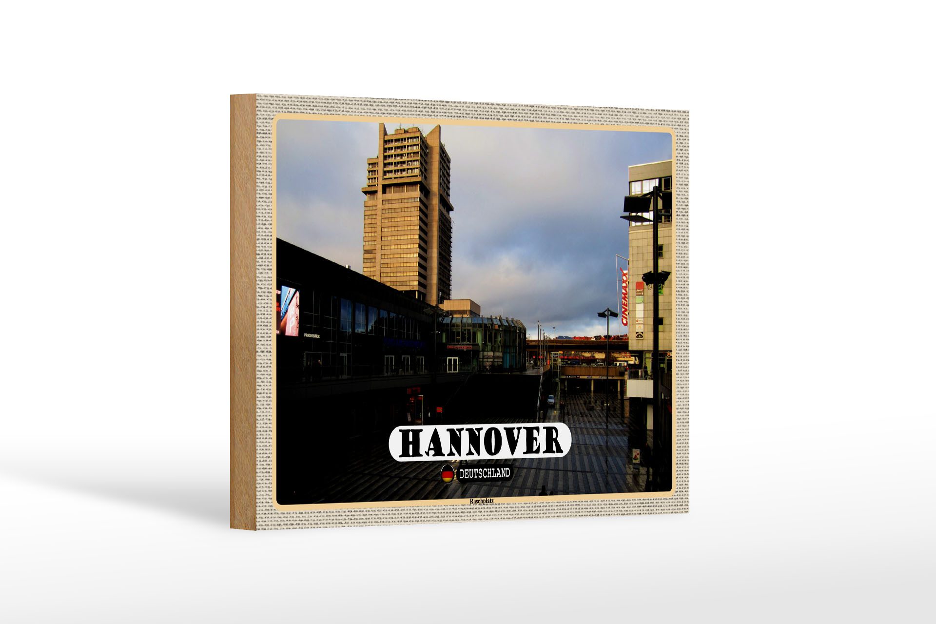 Holzbild Städte Hannover Raschplatz Stadt 18x12 cm