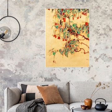 Posterlounge Poster Egon Schiele, Fuchsienzweige (Sonnenbaum), Wohnzimmer Natürlichkeit Malerei