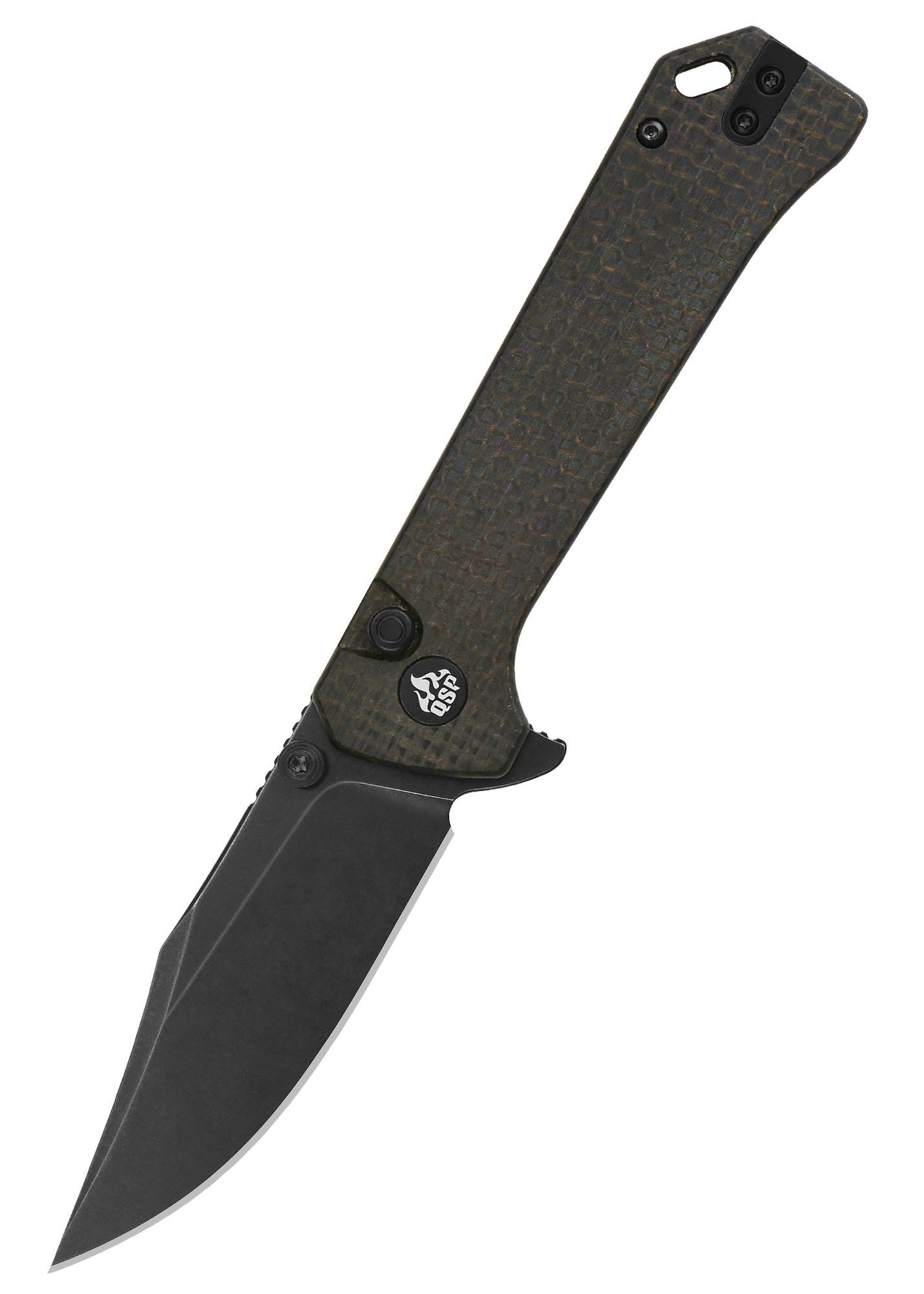 Taschenmesser QSP Knife Taschenmesser QSP Grebe, brauner Micarta Griff, Blackwash