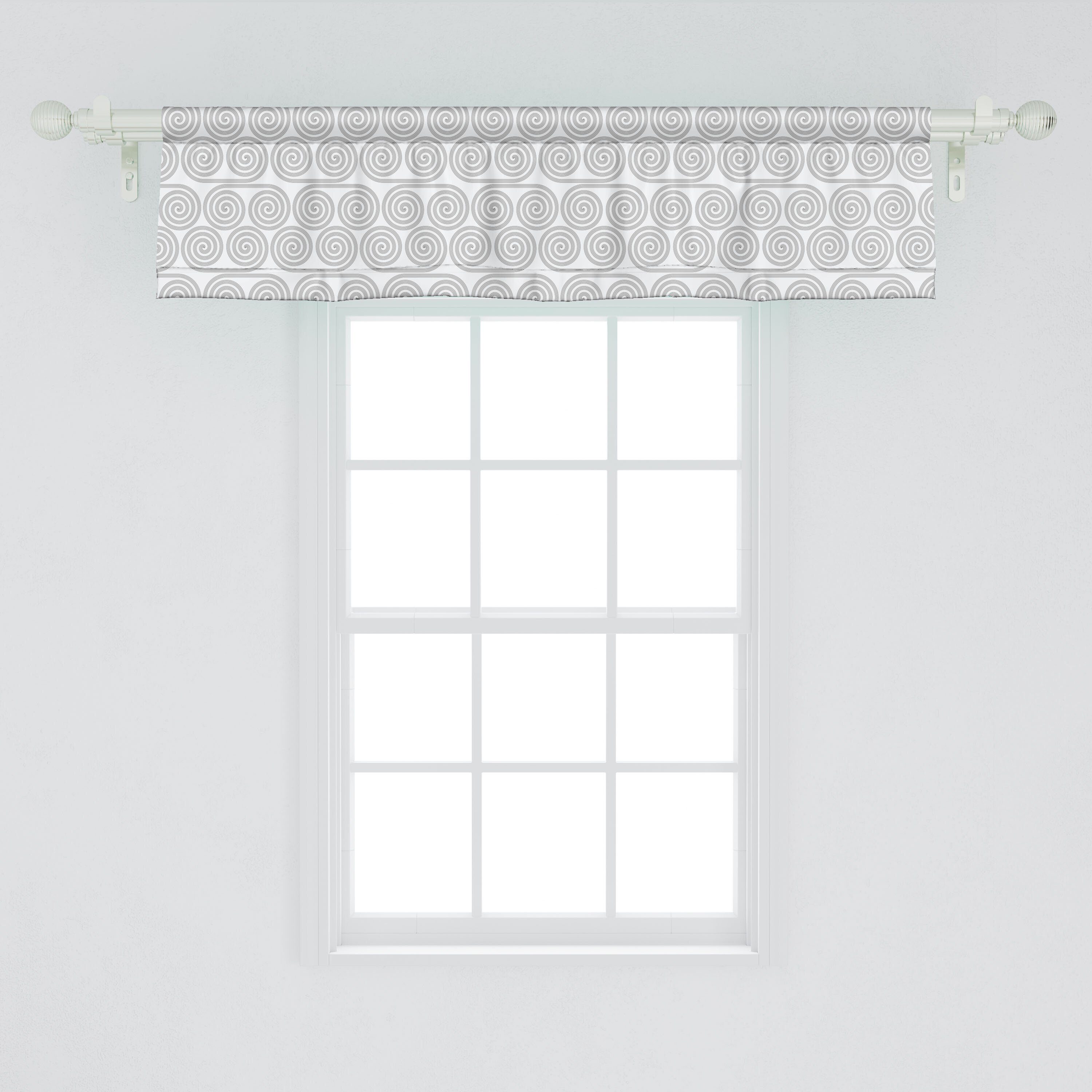 Scheibengardine Vorhang Volant für Küche Verbunden Stangentasche, Abakuhaus, Schlafzimmer Microfaser, Abstrakt mit Spiral Kreise Dekor